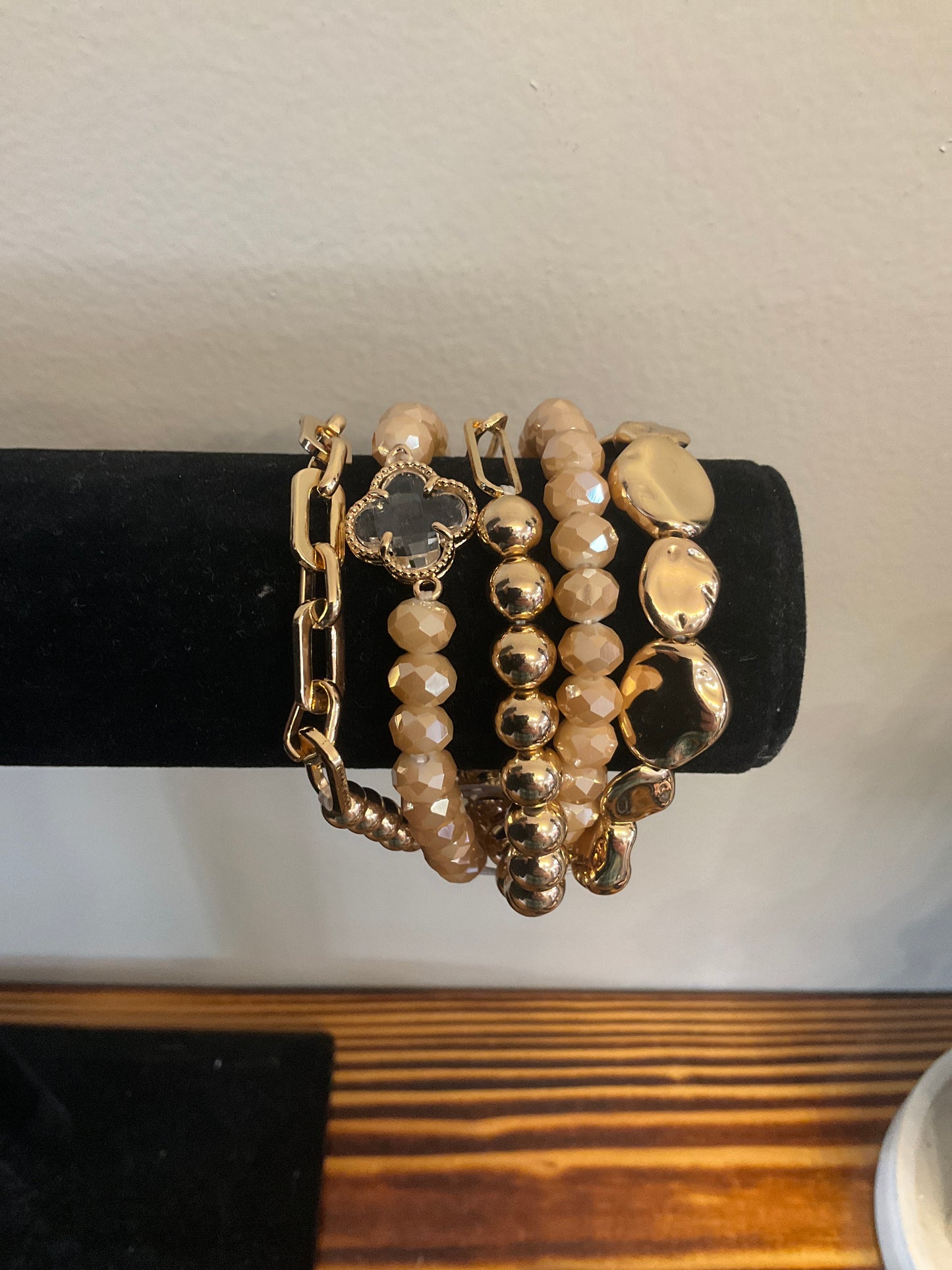 Beaded clover accent bracelet set