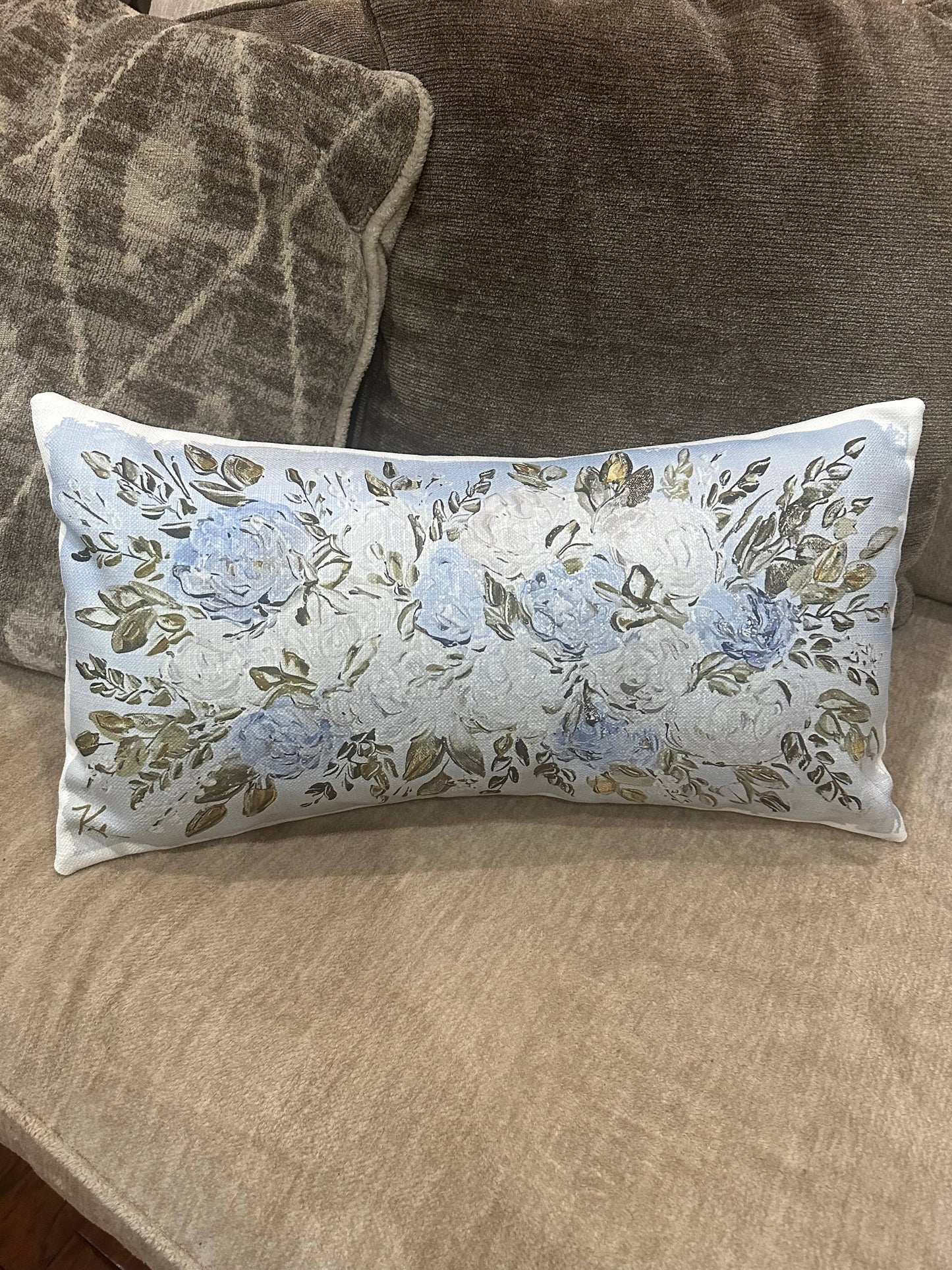 Blue & White Hydrangeas Lumbar Pillow