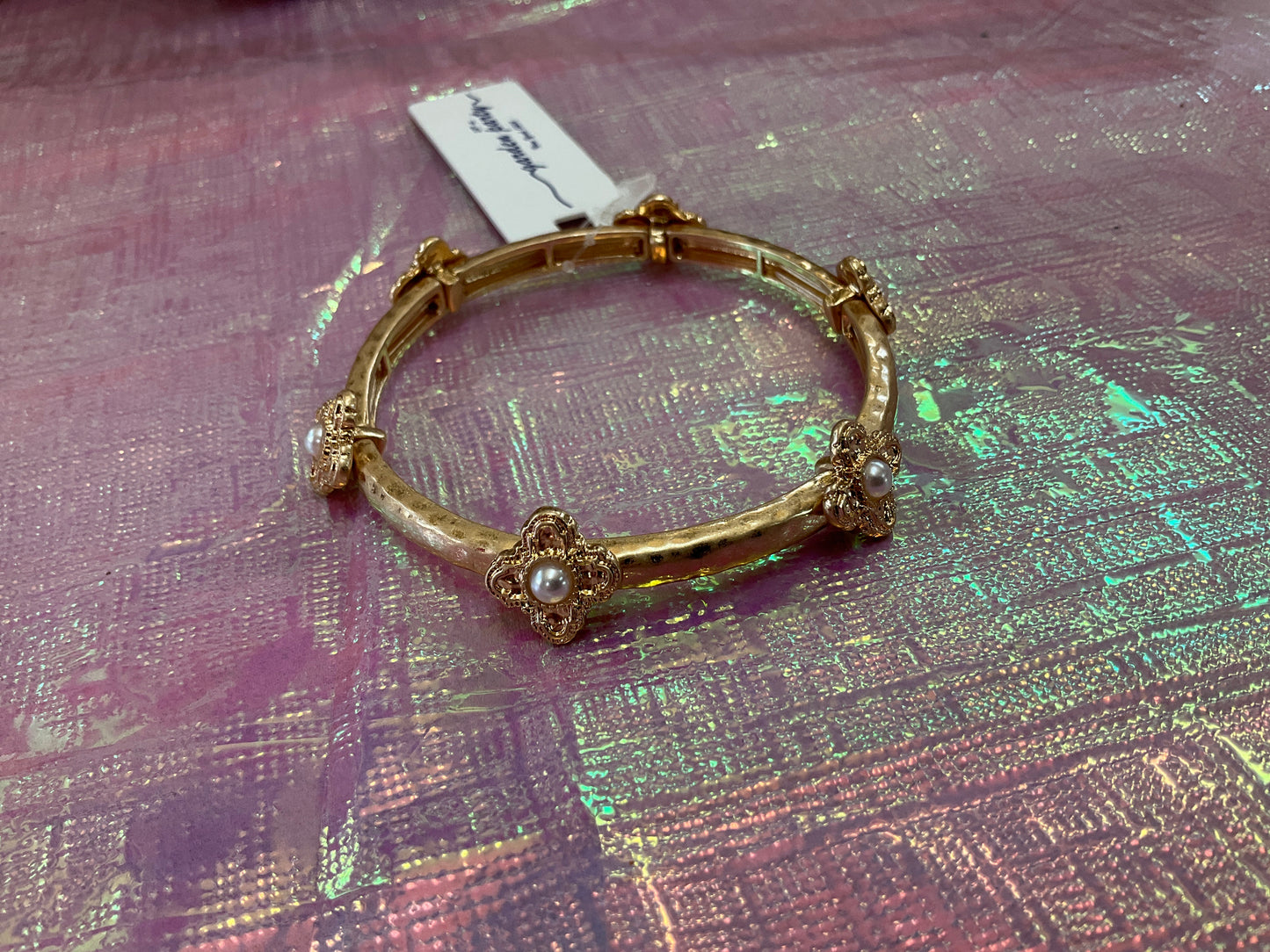 Jensen Stretch Bracelet Worn Gold