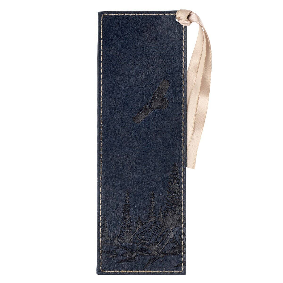 Bookmark Faux Leather Navy Wings Like Eagles Isa. 40:31