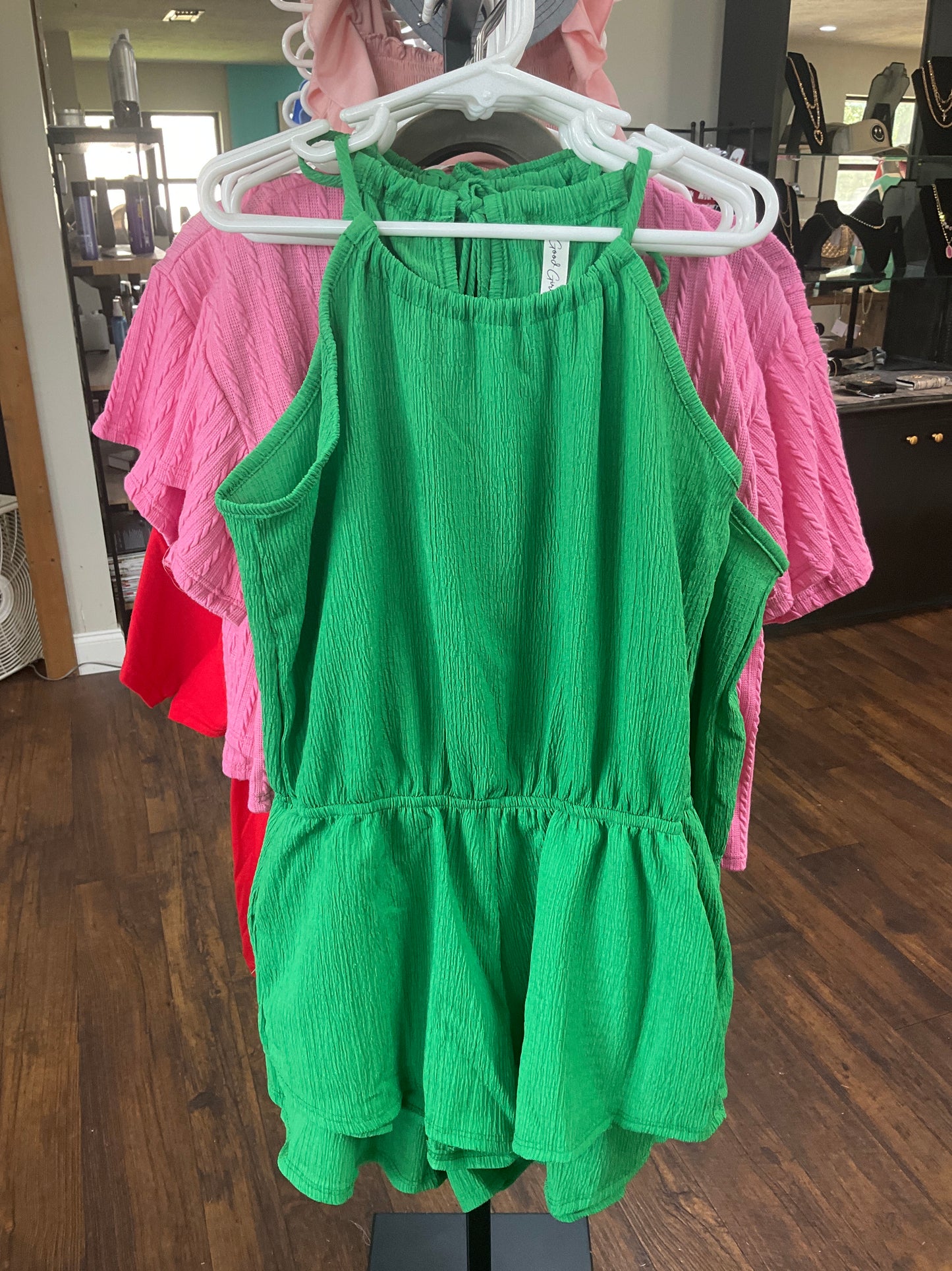 Girls green skort romper