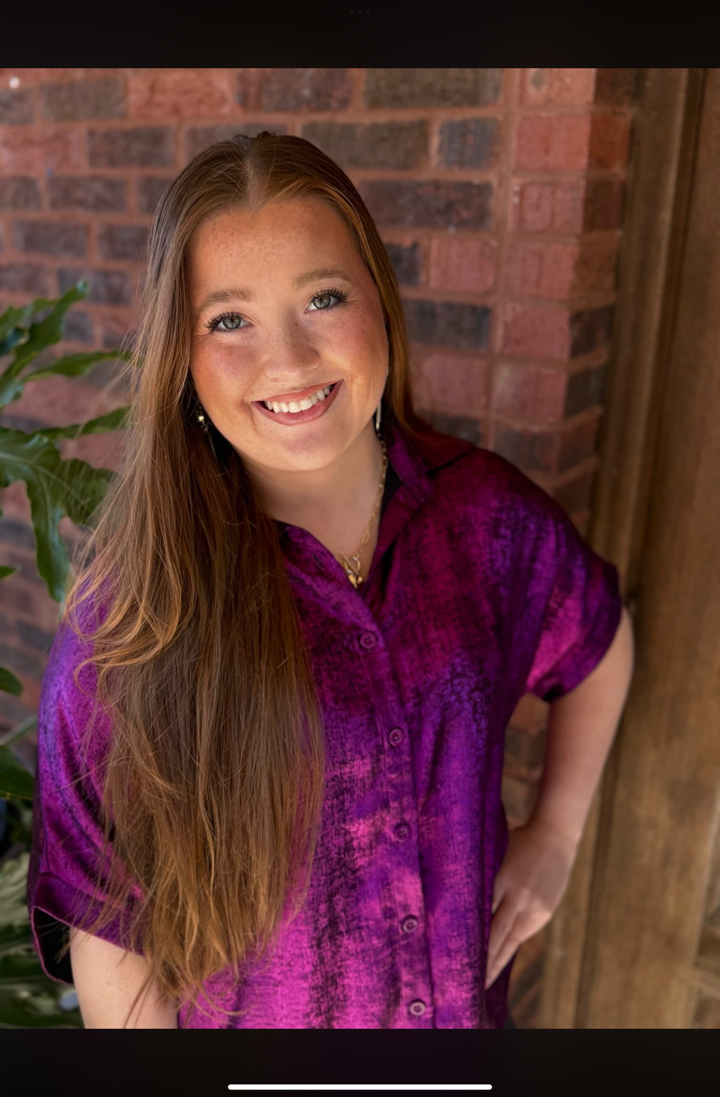 Sonys Shimmer Metallic Button Down Top