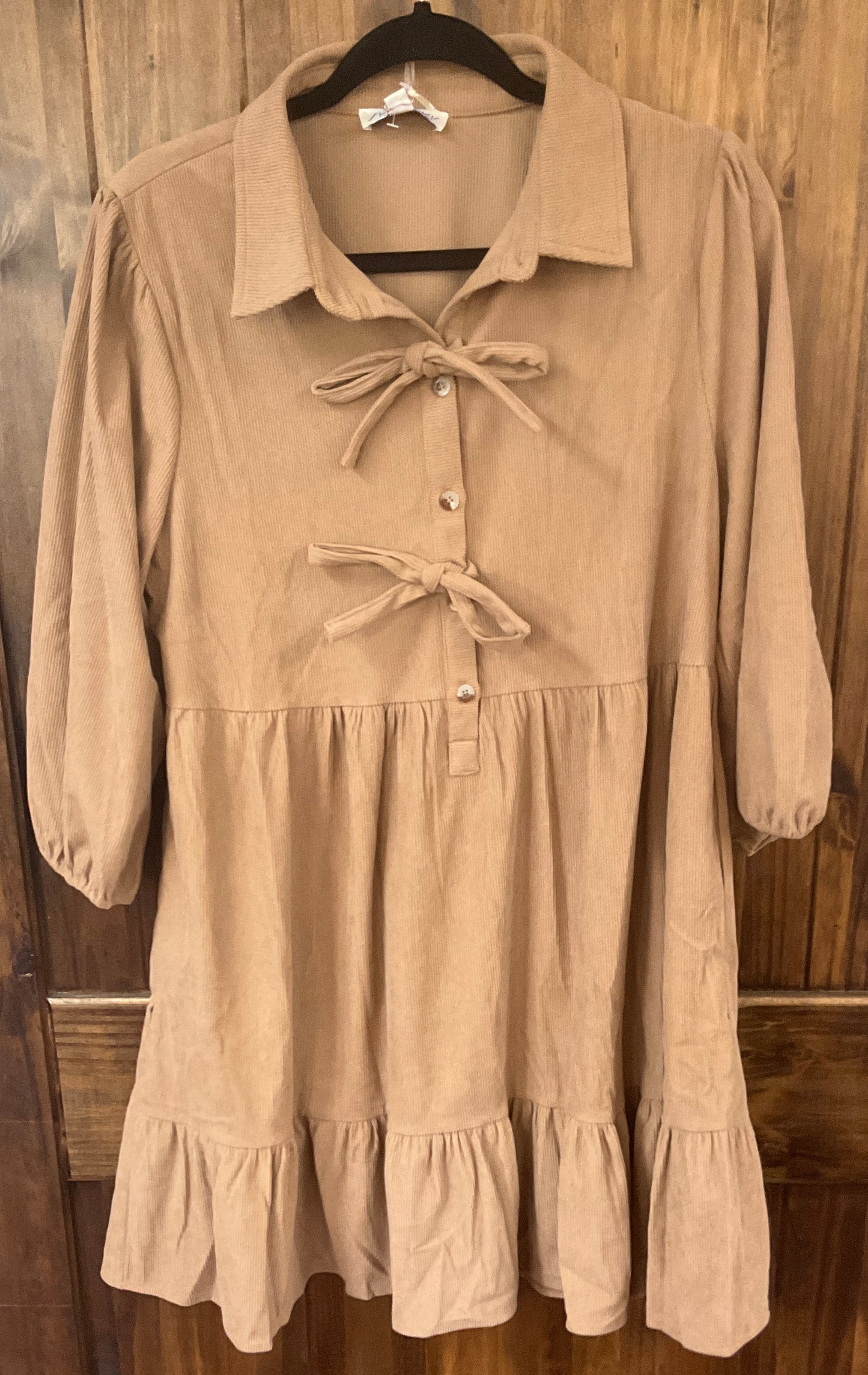 Corduroy Collared Button Up Mini Dress