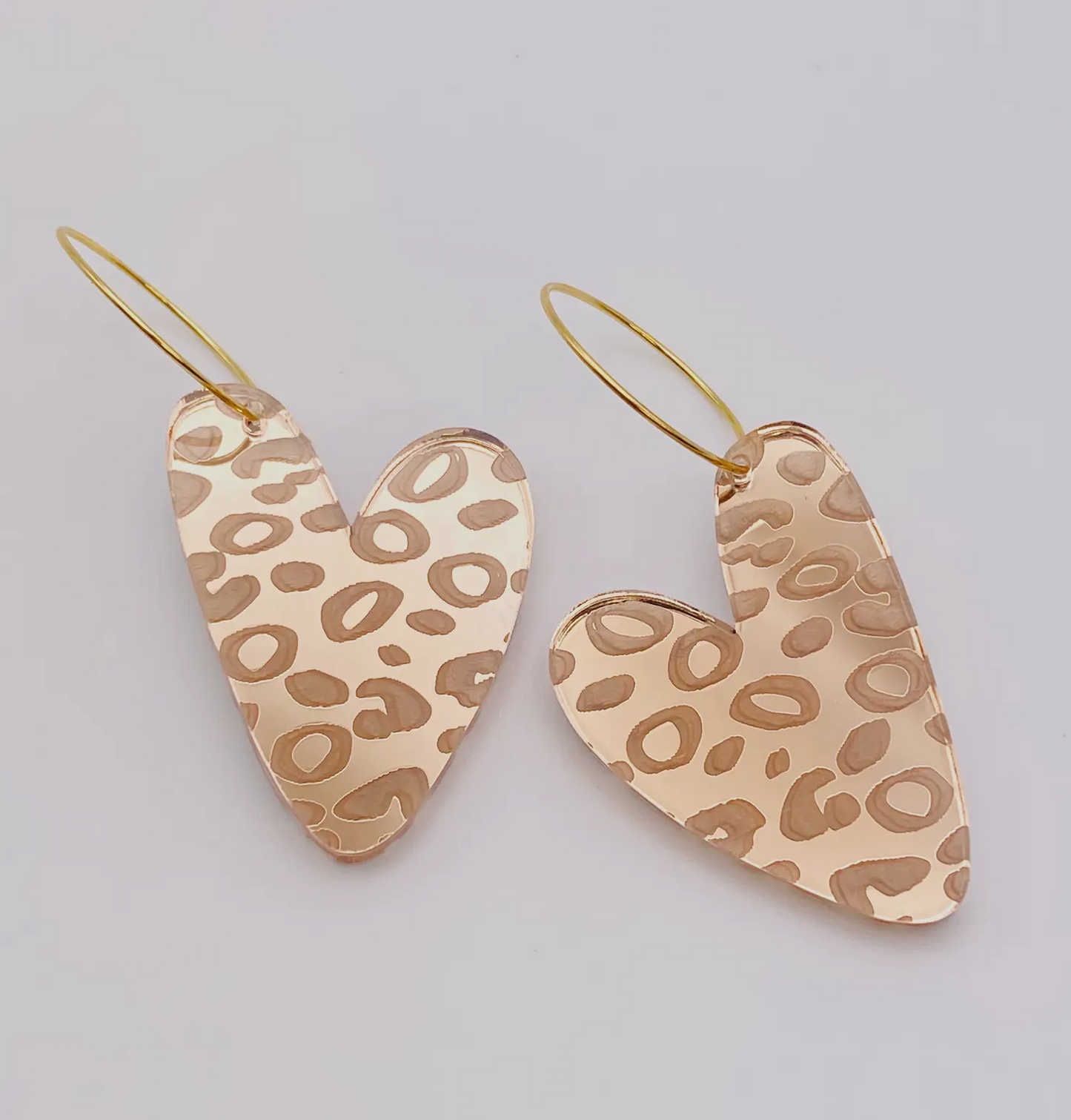 Leopard Sweet Heart Hoop Gold Earrings