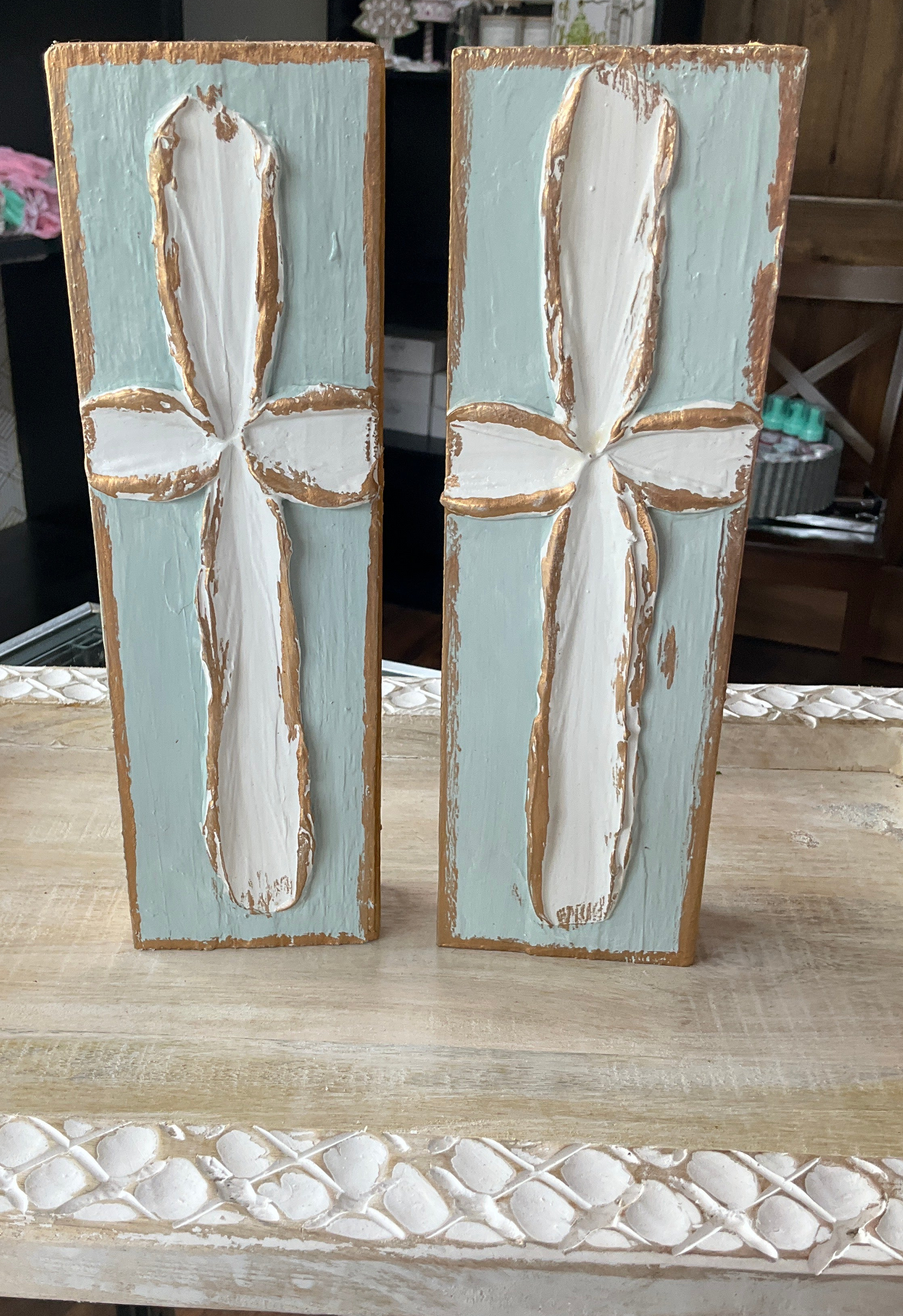 Handmade Textured Cross Wood Block