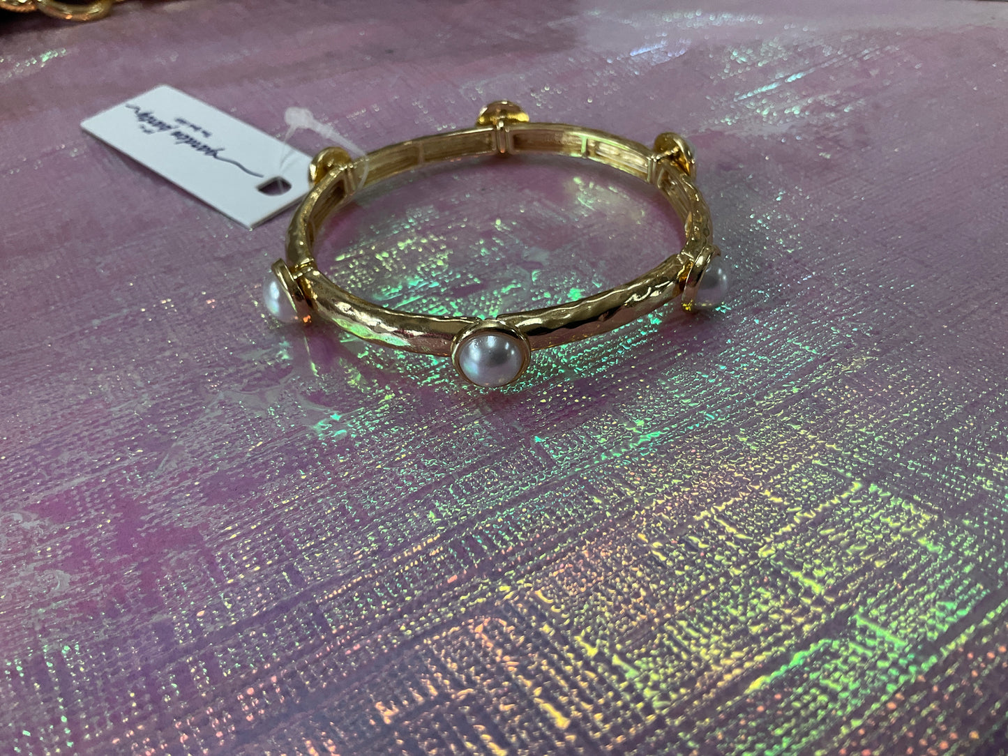 Mona Pearl Stretch Bracelet Gold