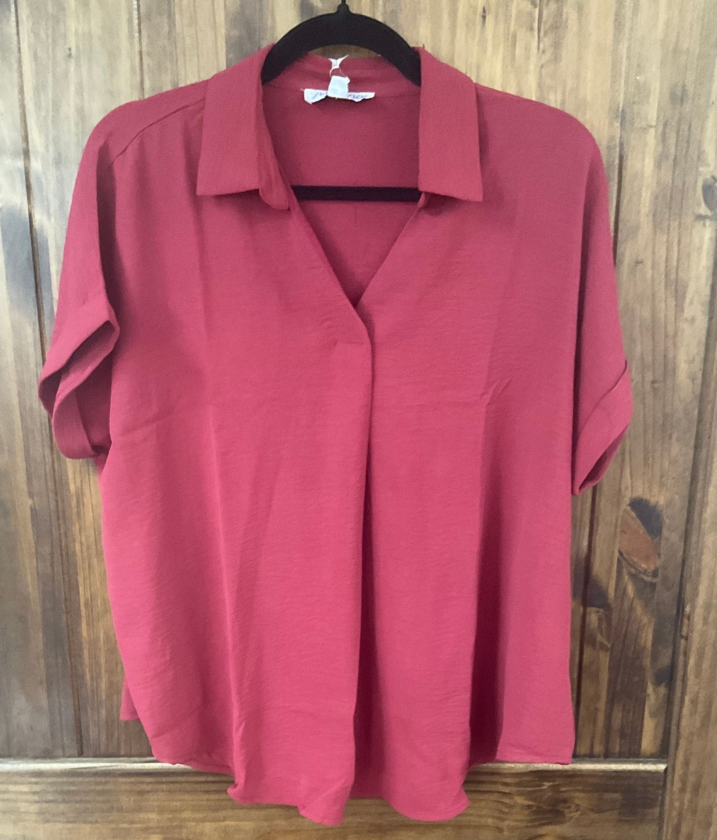Drop Shoulder Collared Woven Top