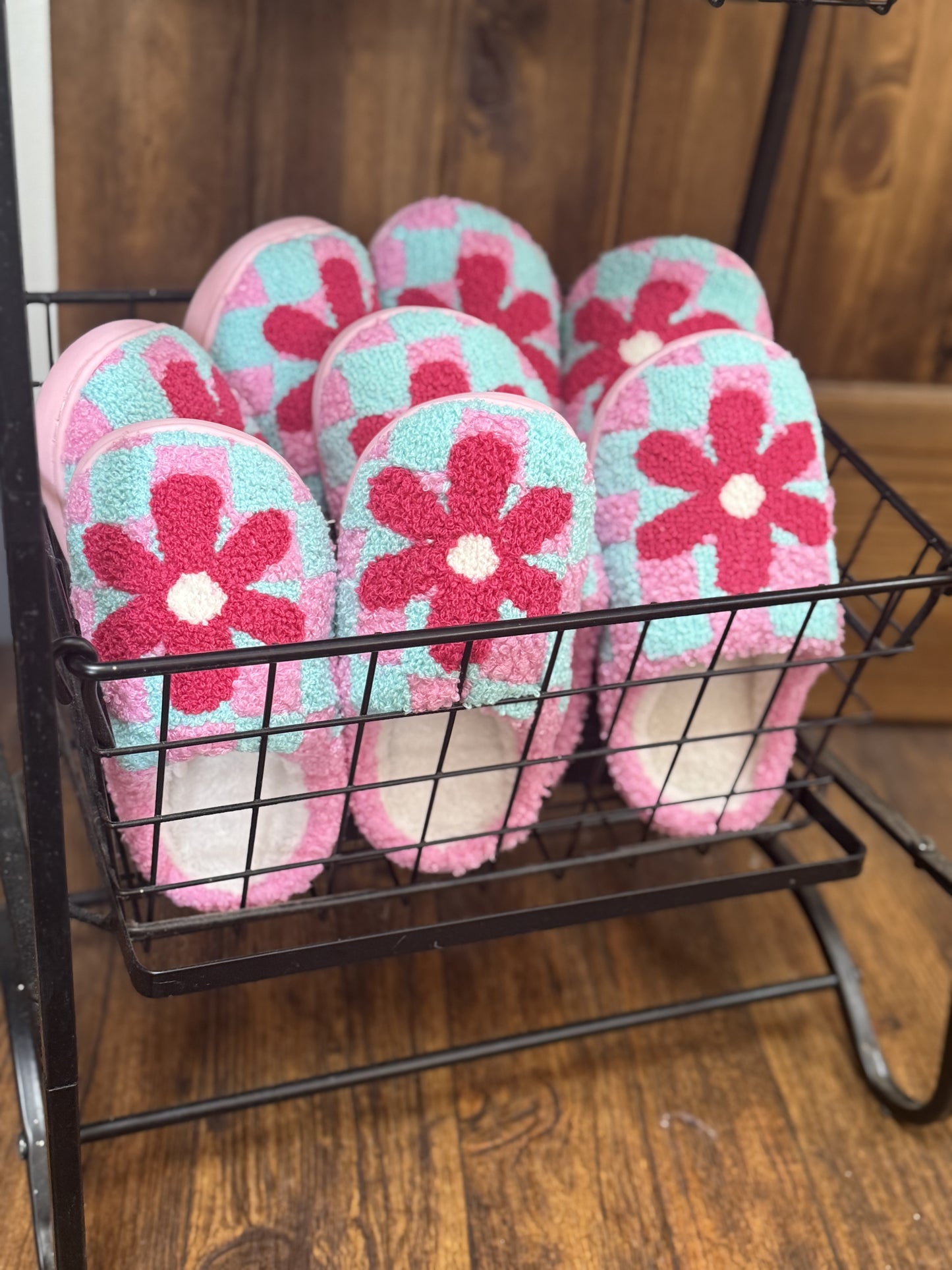 Kids Flower and Checkered Slippers