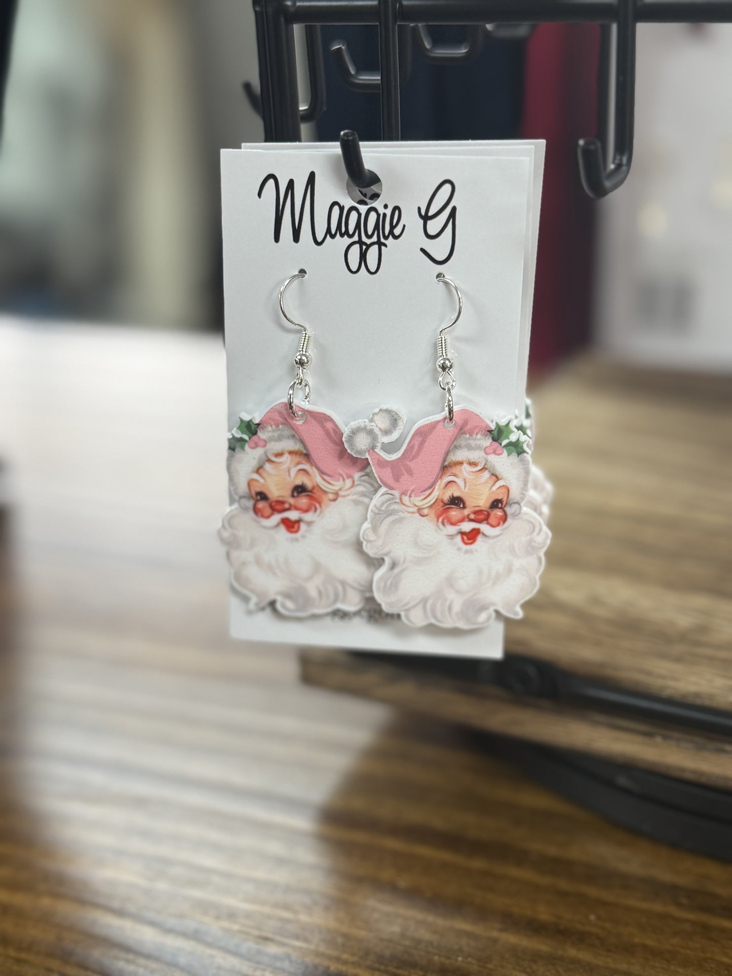 Christmas Santa in Pink Earrings