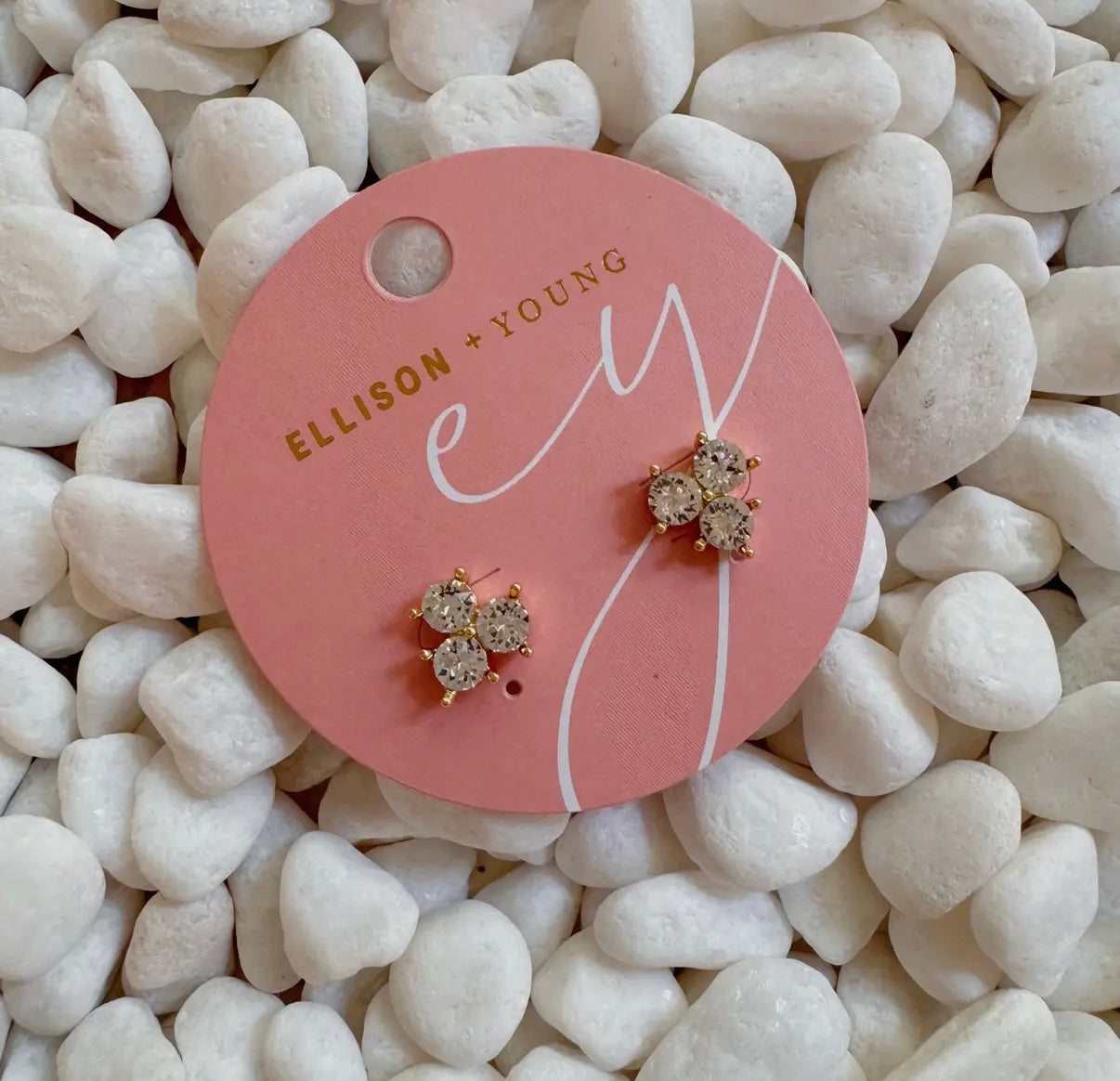 Trio Crystals Stud Earrings
