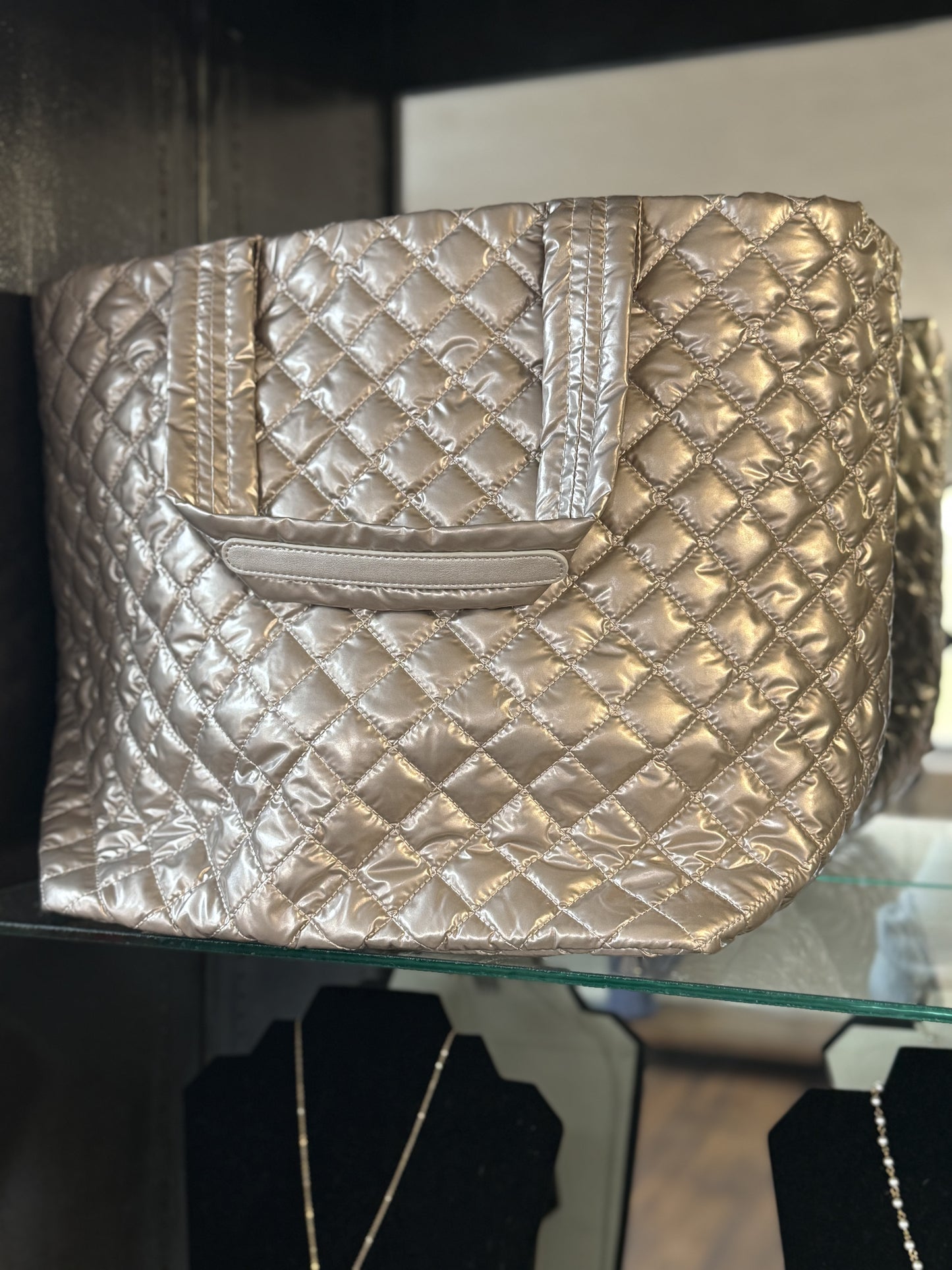 Debra Diamond Quilted Champagne Tote