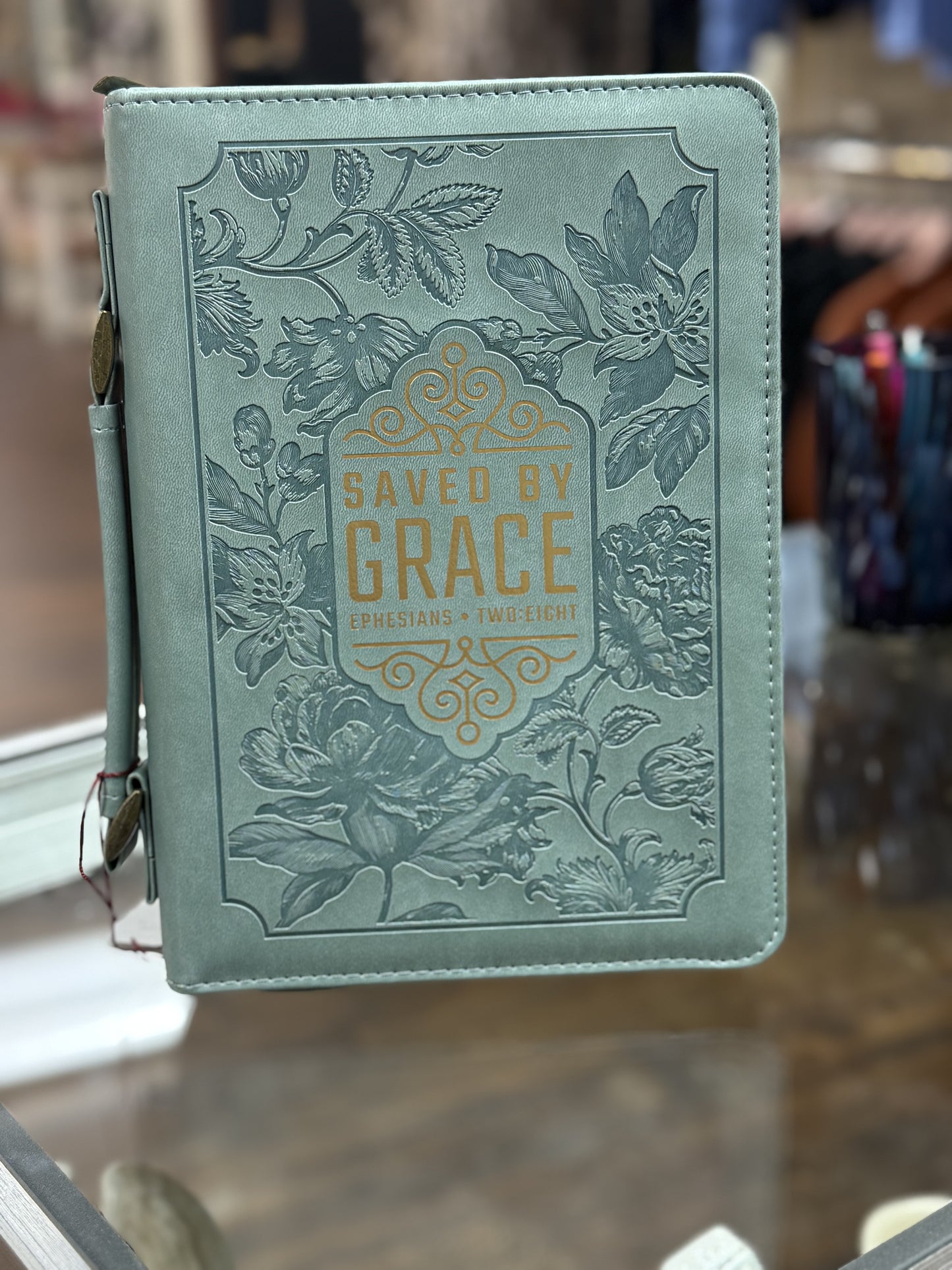 Teal Saved by Grace Bible Cover