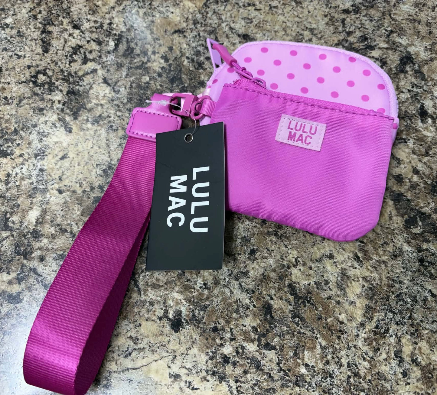 DP-8162-Pink/Hot Pink Dots Lulu Mac Double Pouch Wristlets