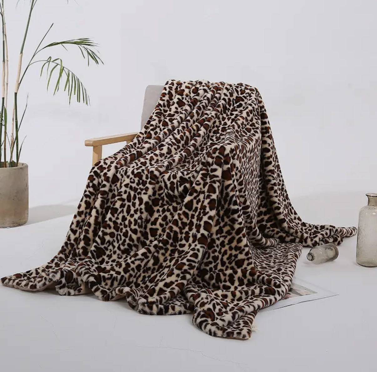 Fluffy Leopard Throw Blanket