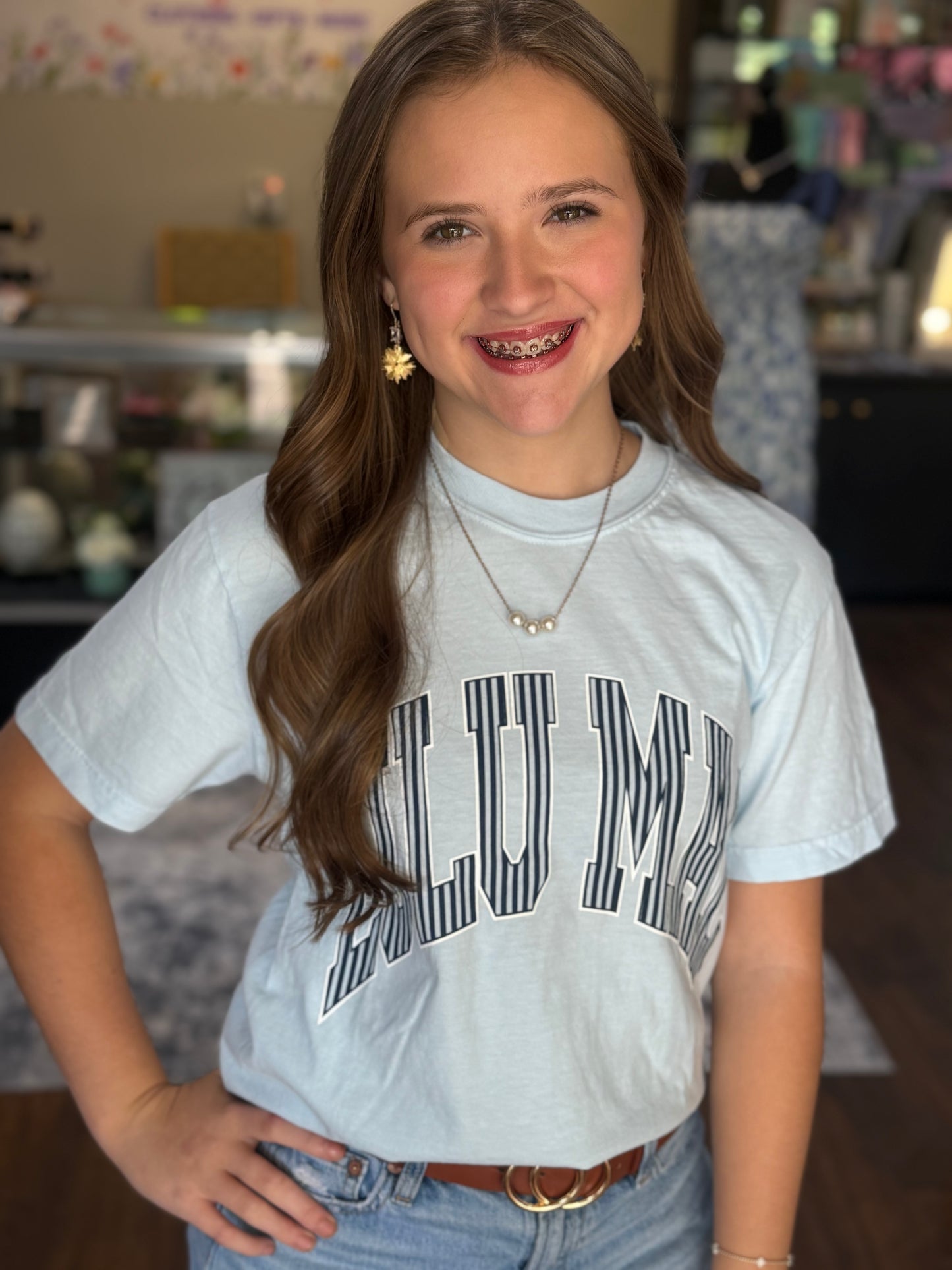 Lulu Mac Stripe Adult Chambray Tee
