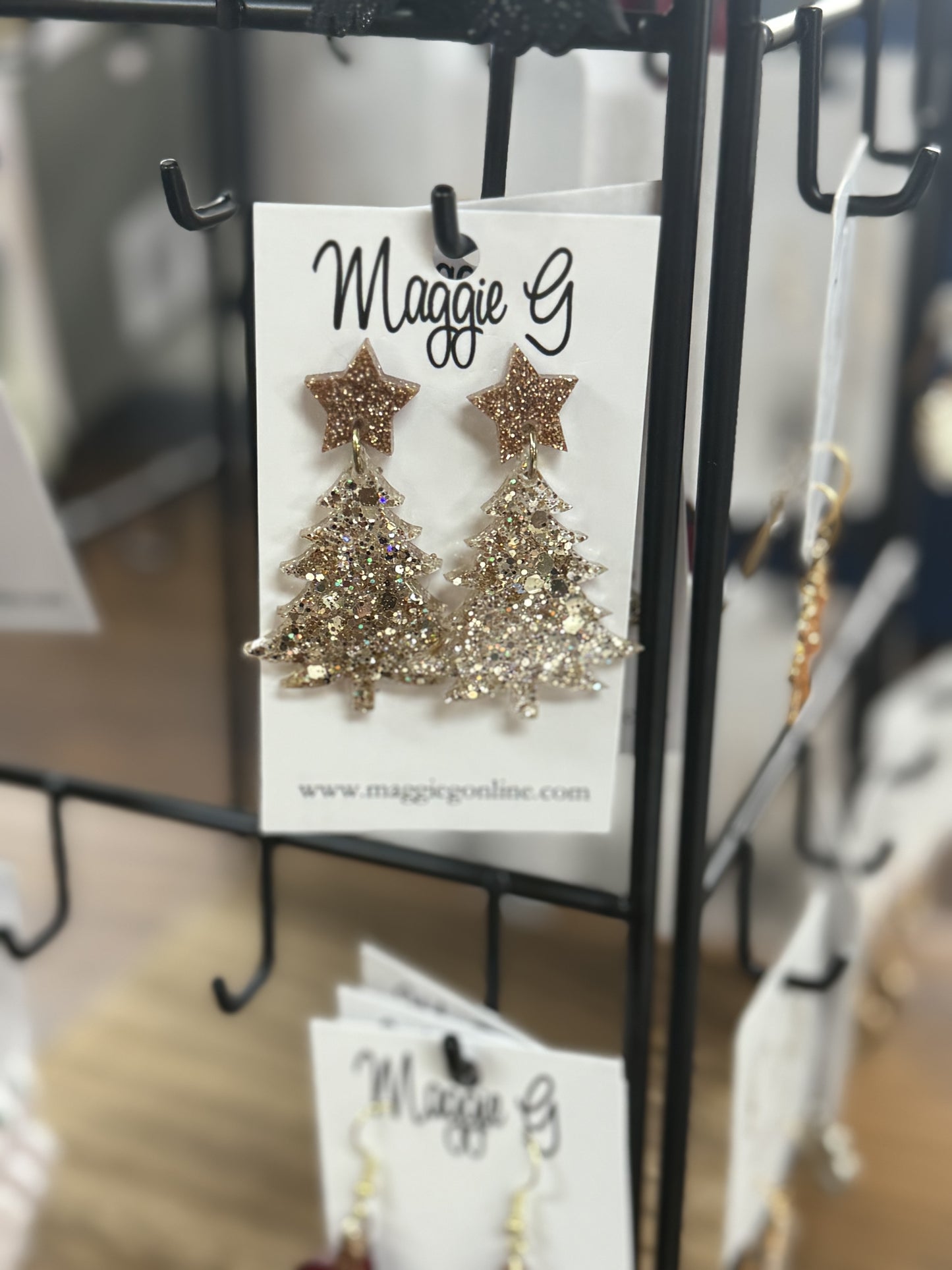 Christmas Tree Gold Earrings