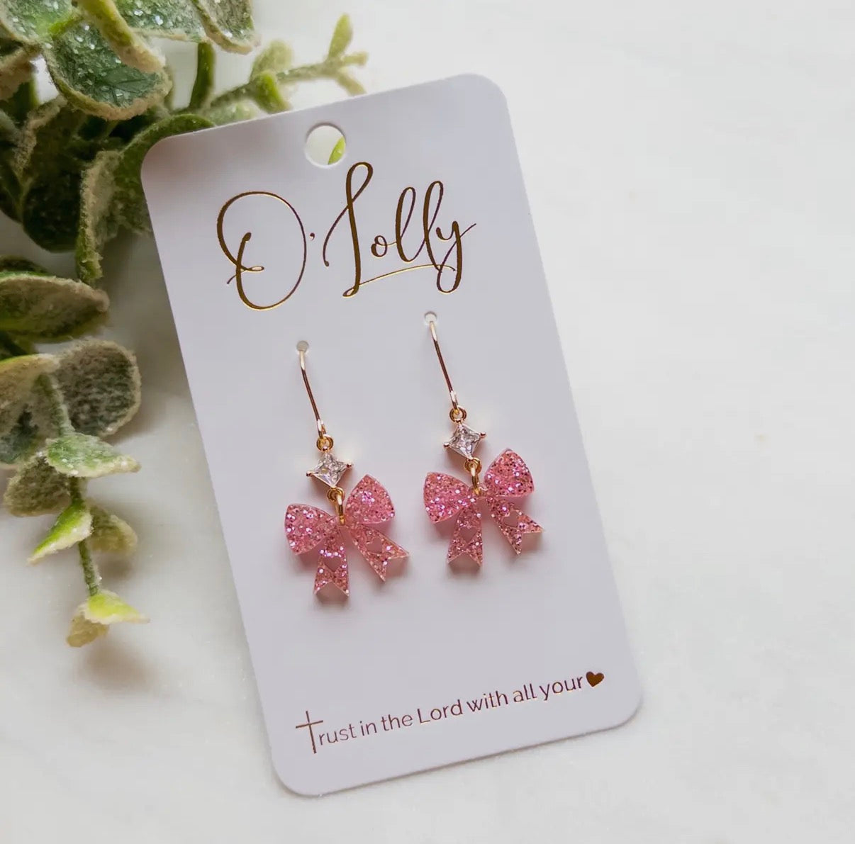 Small Pink Acrylic Bow Earrings