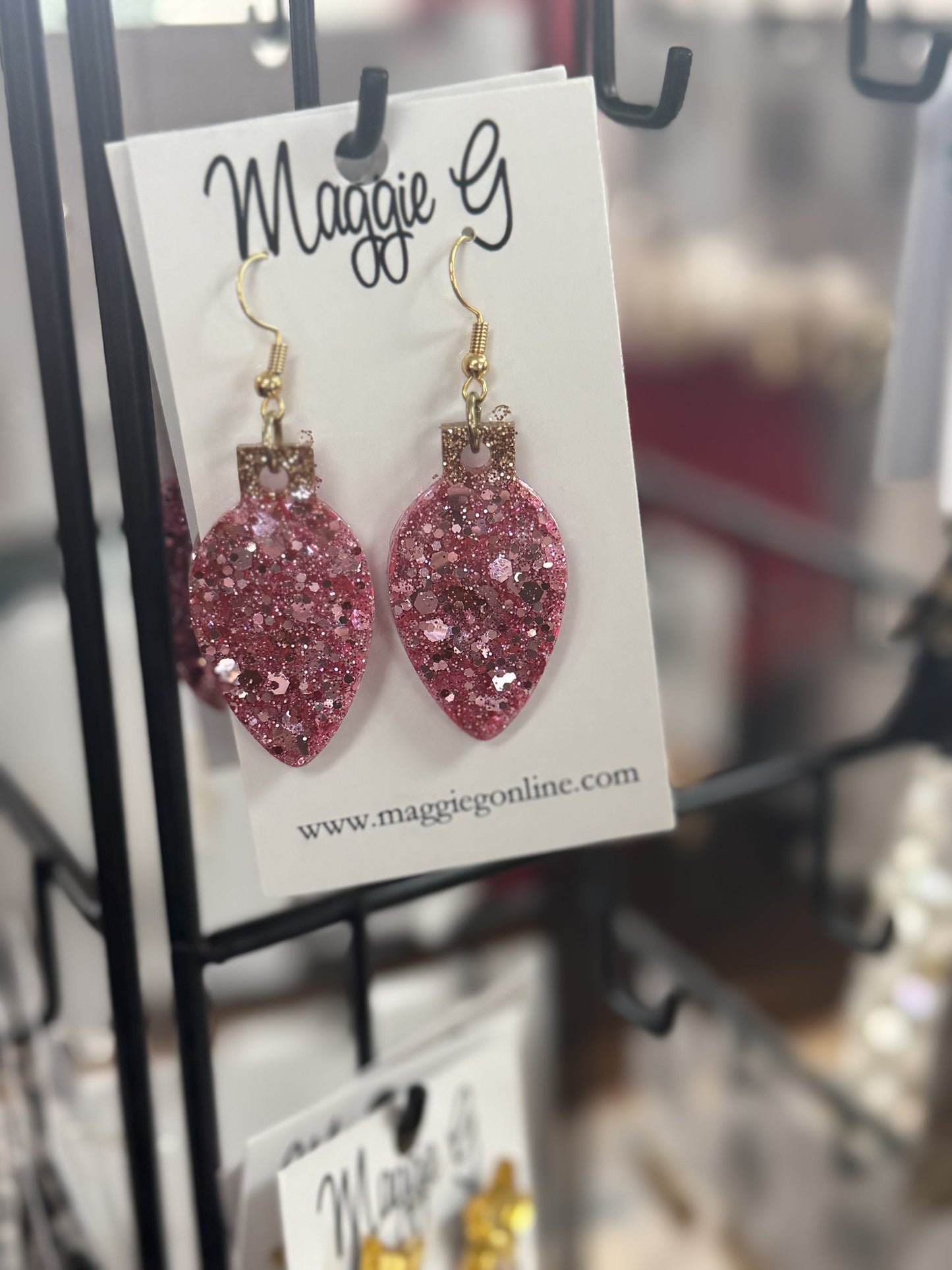 Christmas Pink Light Bulb Earrings