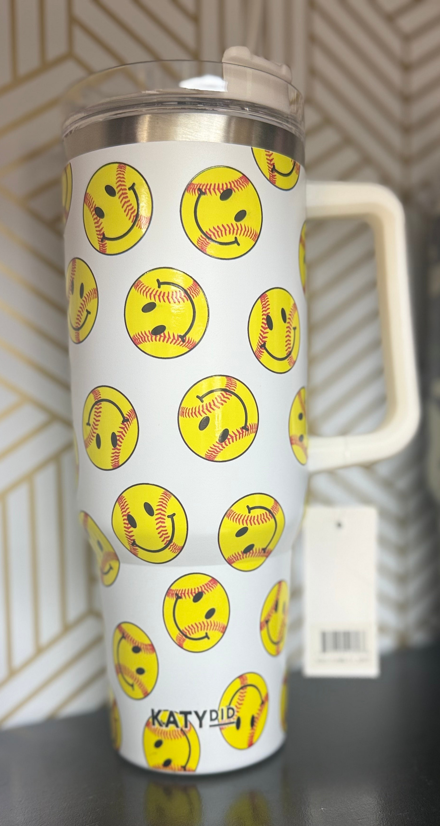 Softball Smiley Face Tumbler