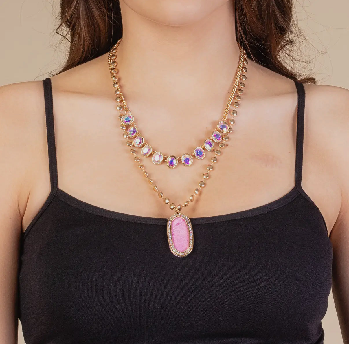 Layered Animal Print Necklace