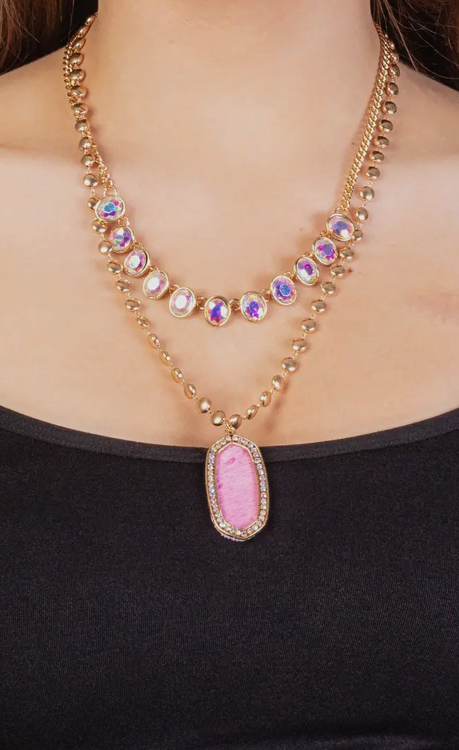 Layered Animal Print Necklace