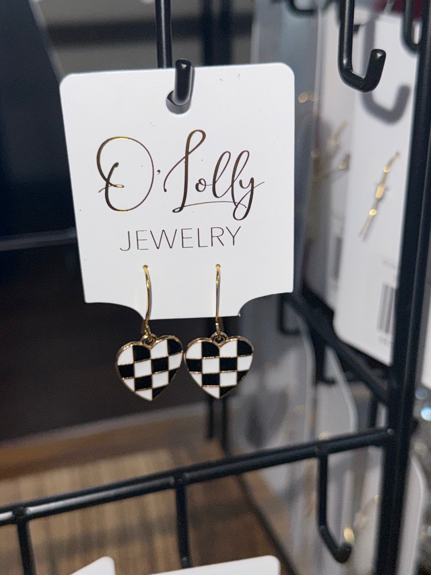 O'Lolly Mini Checkered Heart Earrings