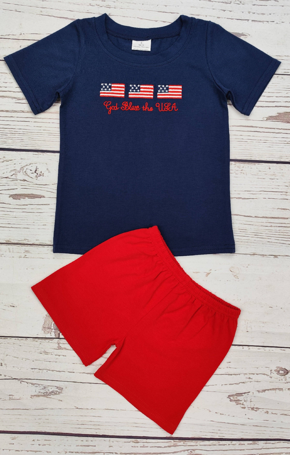 Baby Boy Appliqué Patriotic Shorts Set