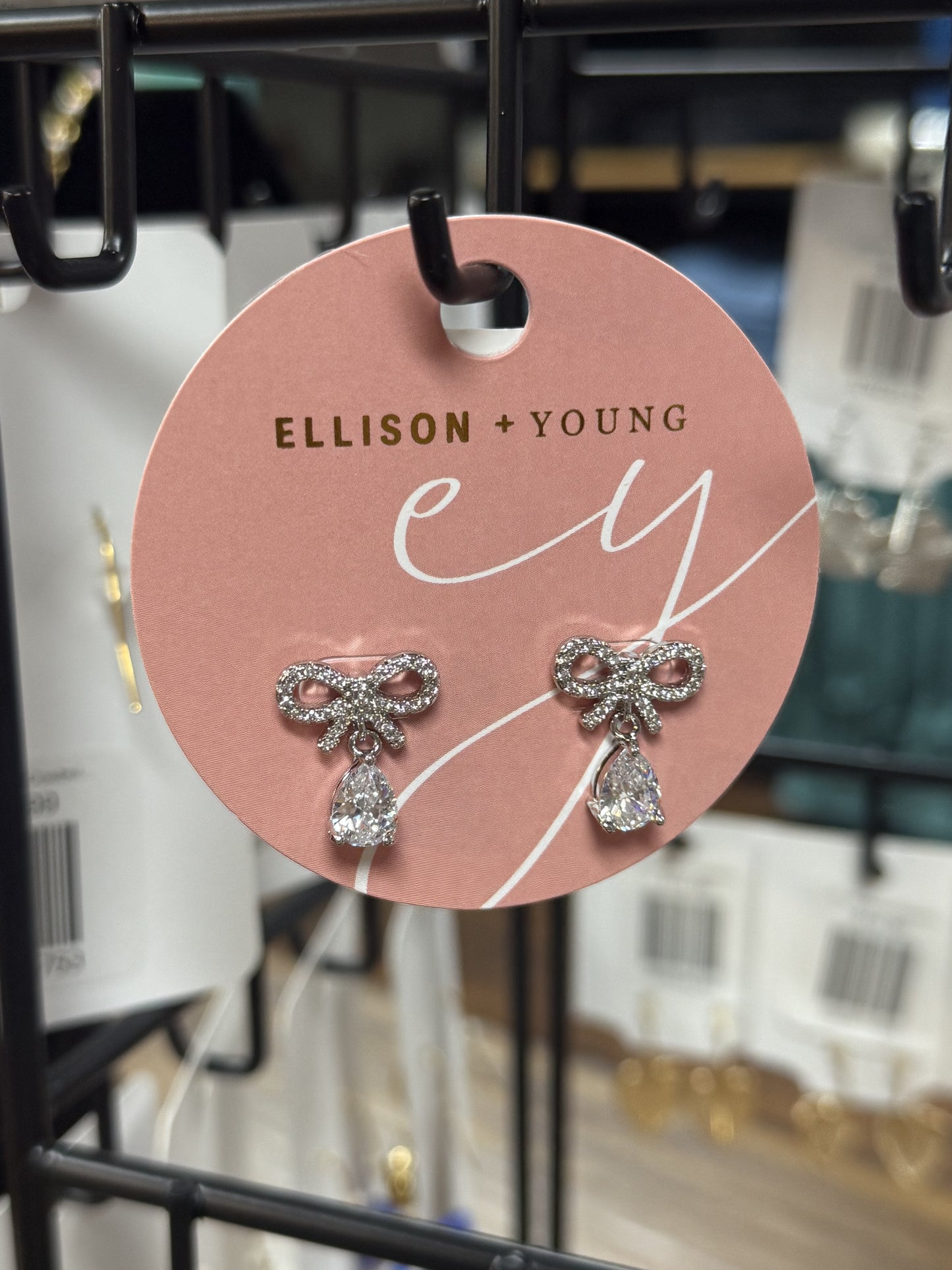 Sparkly Bow Teardrop Earrings