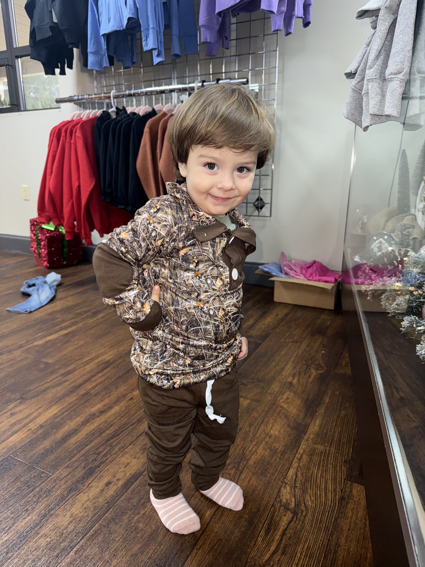 Boys Long Sleeve Camo Pullover Set