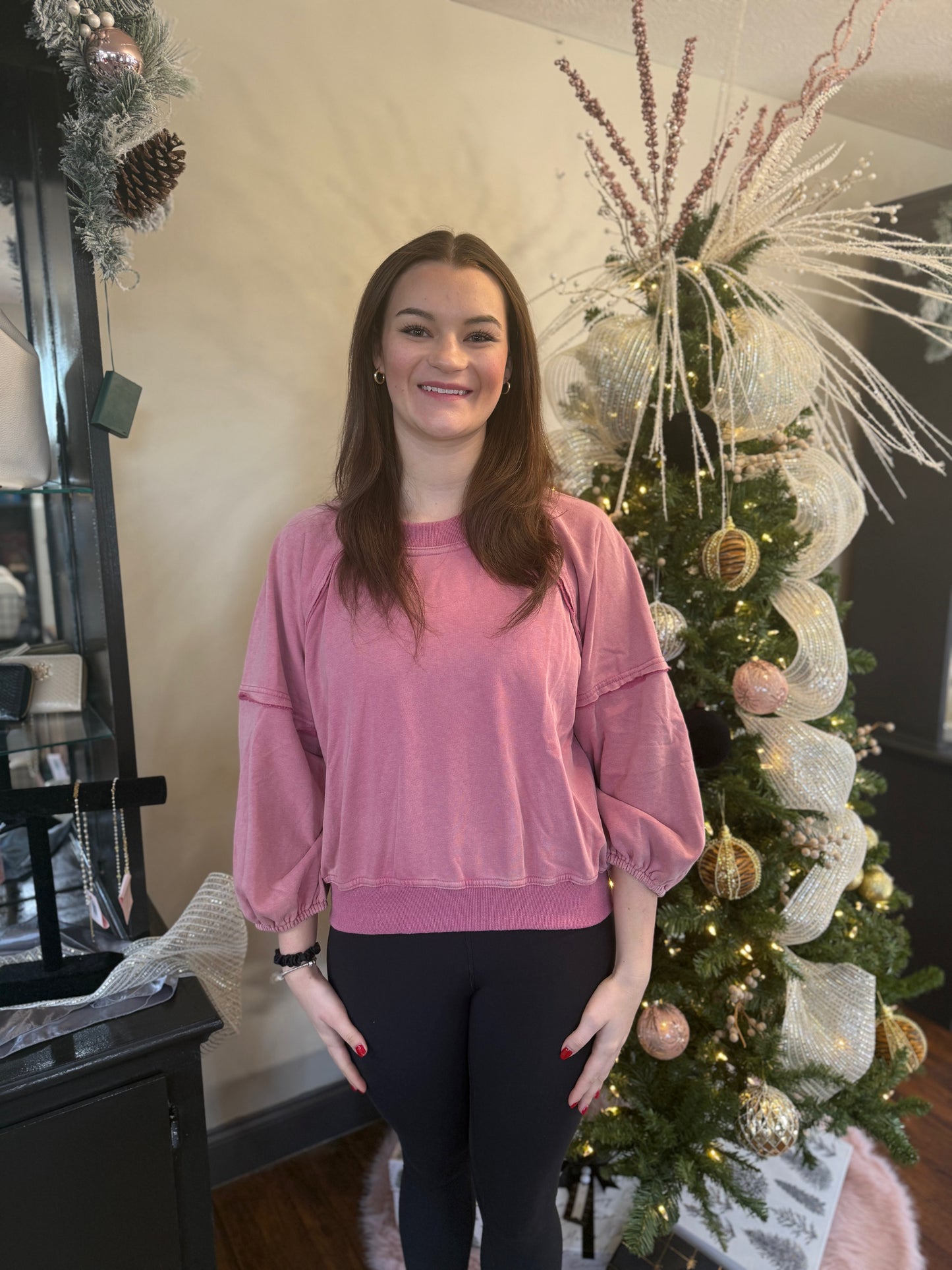 Women’s mauve Balloon Sleeve Pullover