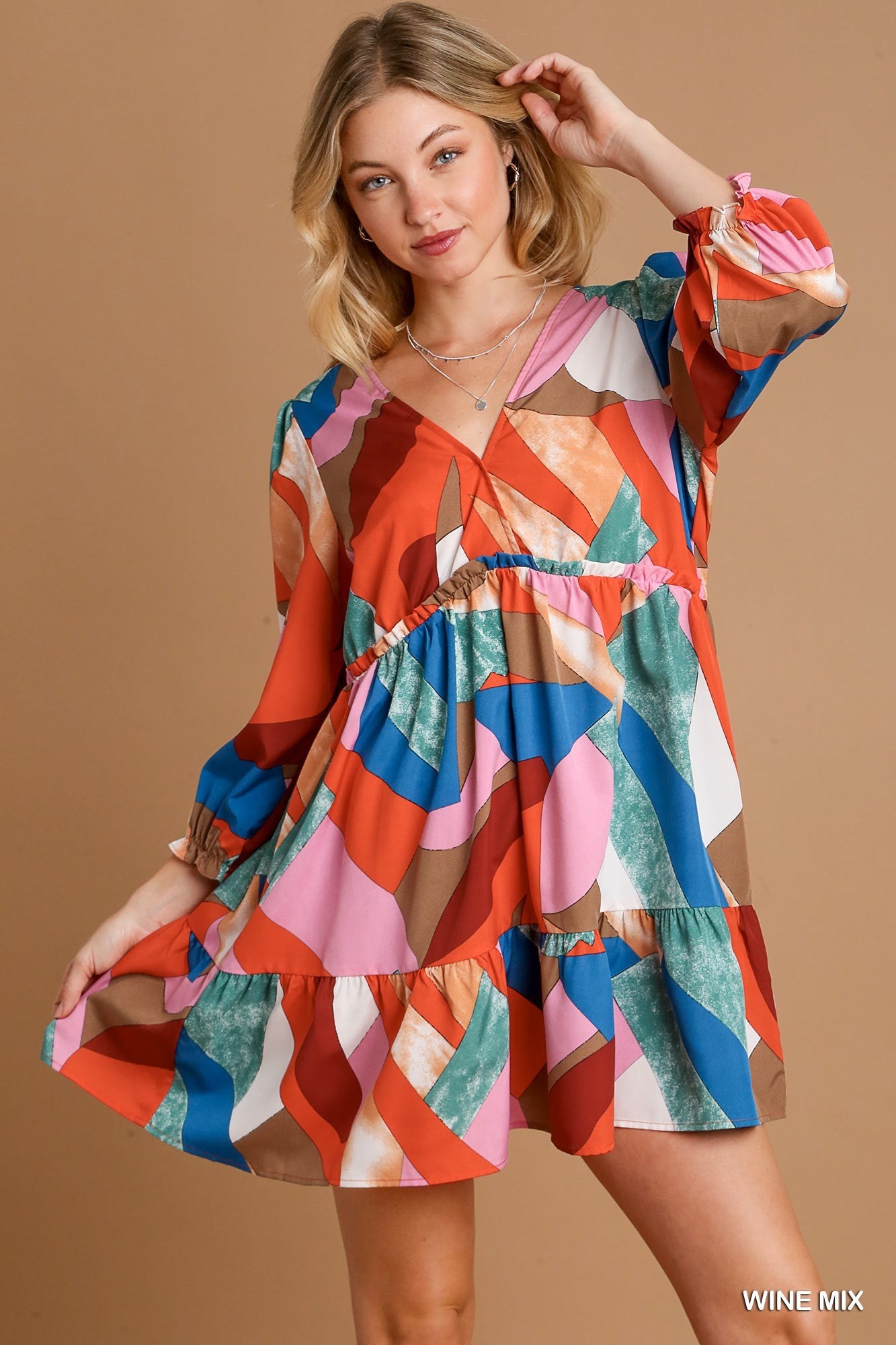 Abstract Wine Mix Dress