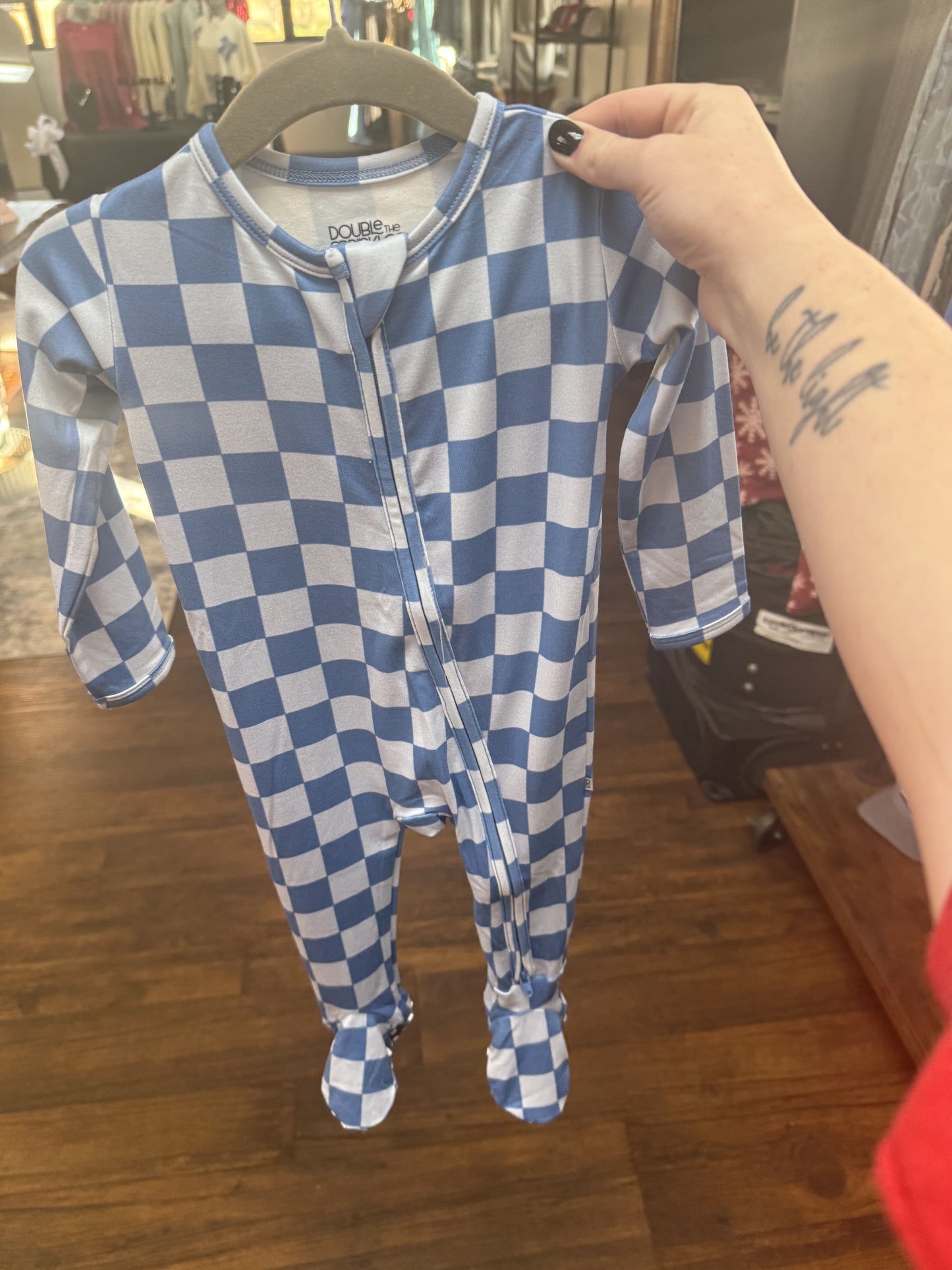Boys Blue Checkered Sleeper