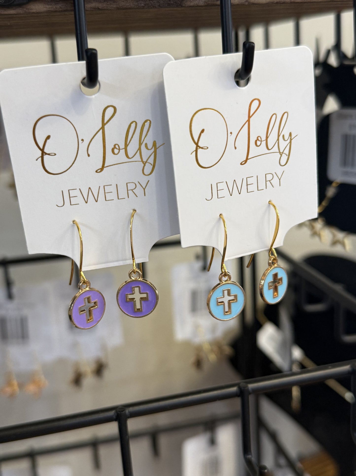 O'Lolly Mini Circle Cross Cutout Earrings