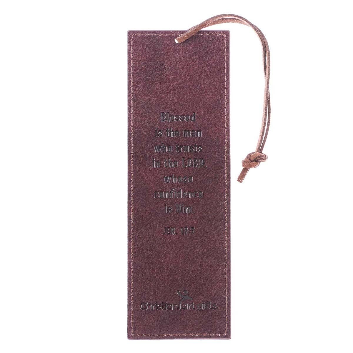 Bookmark Faux Leather Brown Two-tone Blessed Man Jer. 17:7