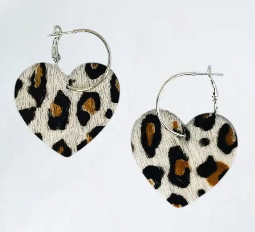 Hair On Leather Hoop Earrings