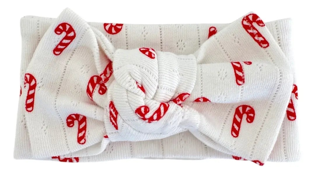 Candy Cane/Organic Pointelle Bow