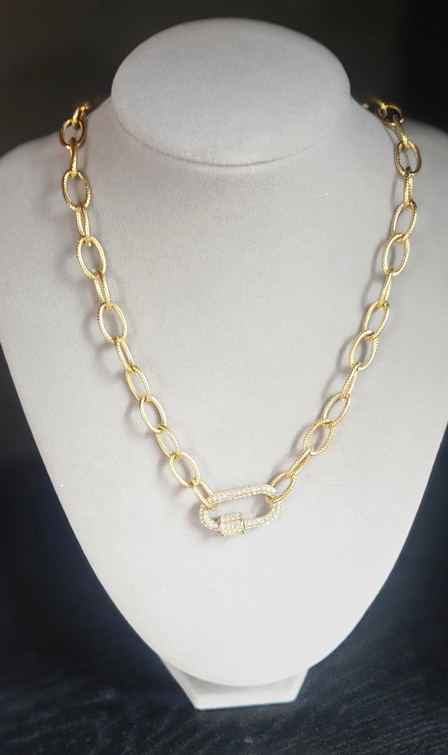 Pave Carabiner Necklace