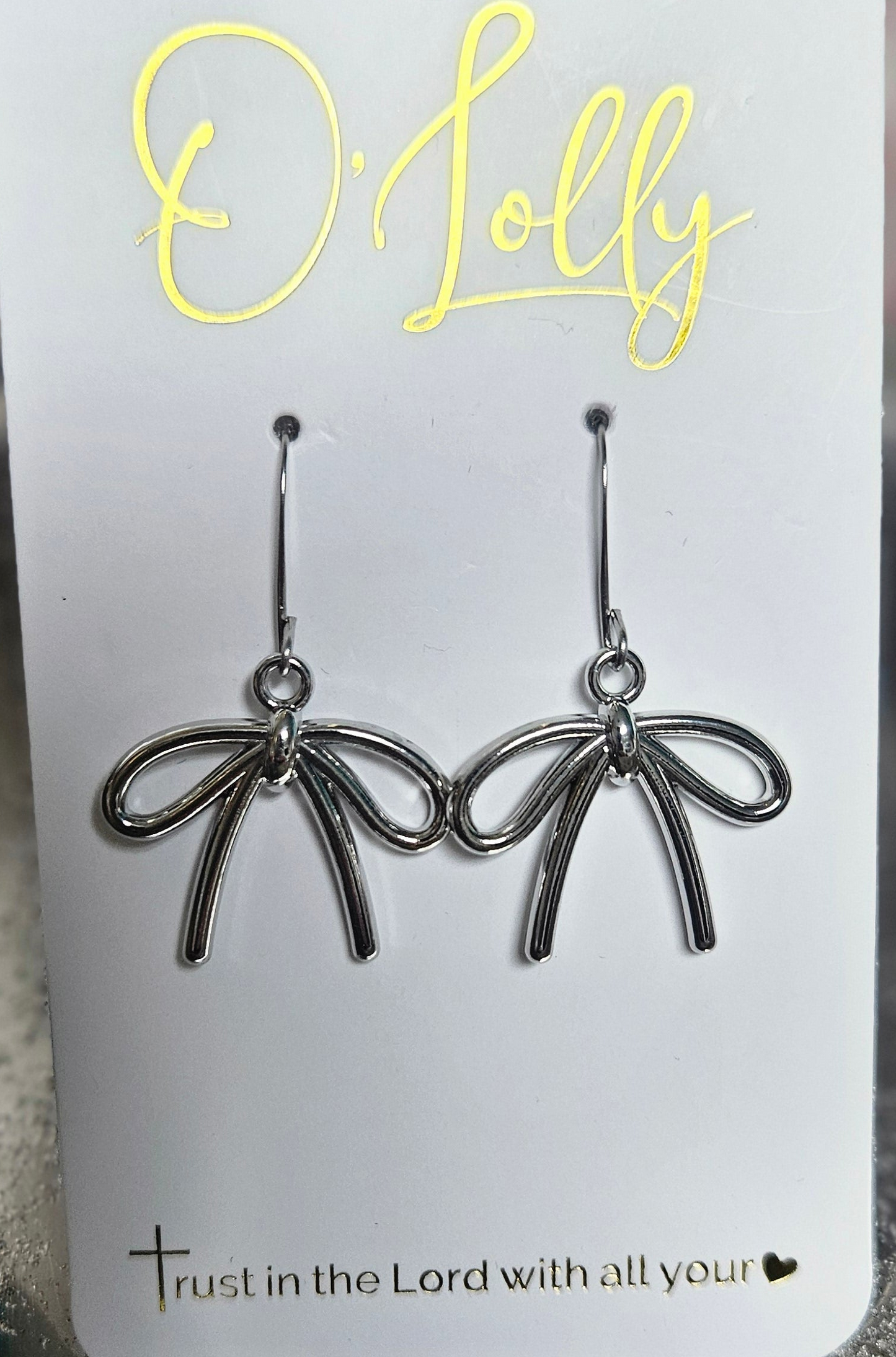 Silver Dangle Bow Earrings