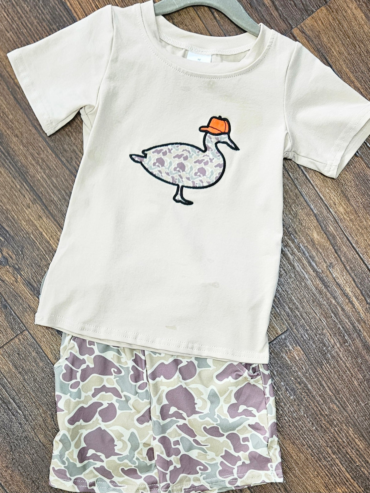 Boys camouflage duck appliqué top & shorts set