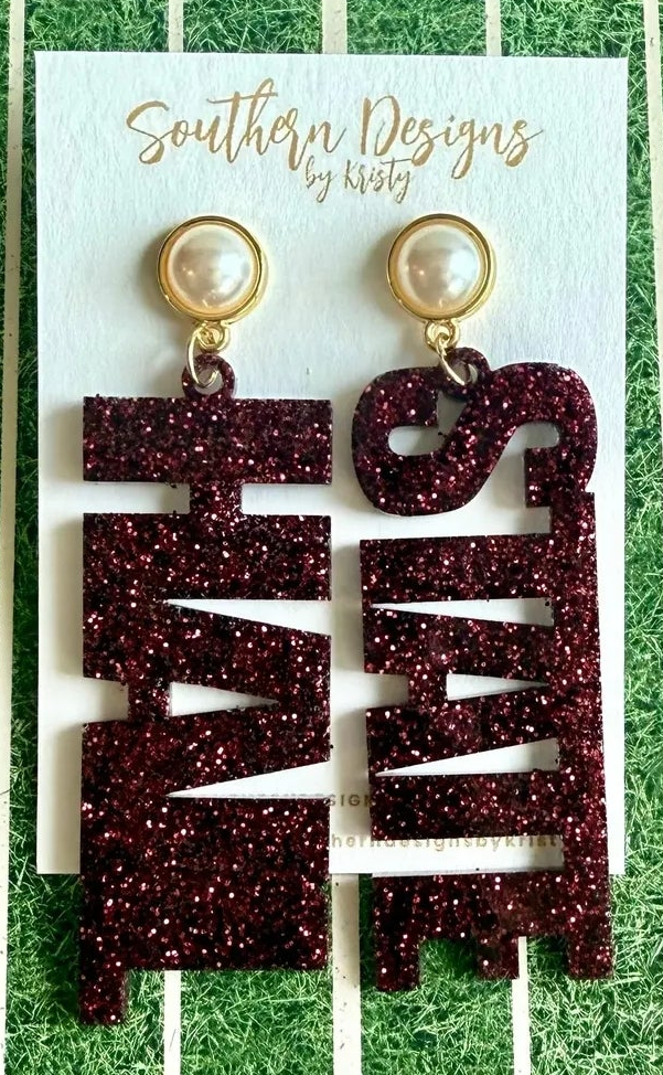 Hail State Glitter Earrings