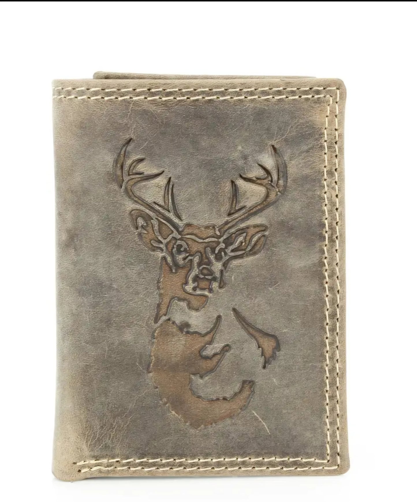 Tri-Fold Wallet with Deer Emboss