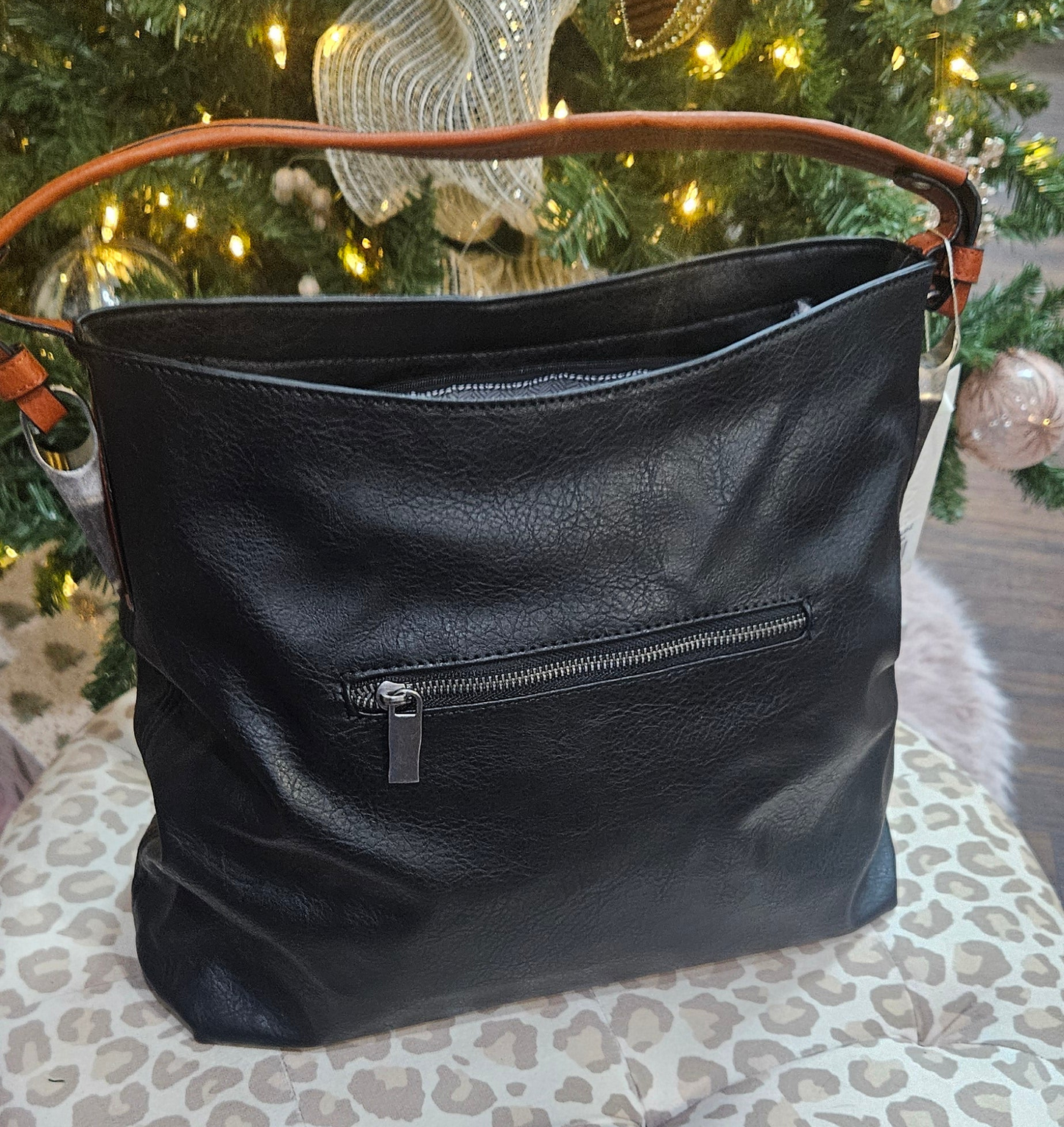 2-Side Metal Accent Hobo Bag