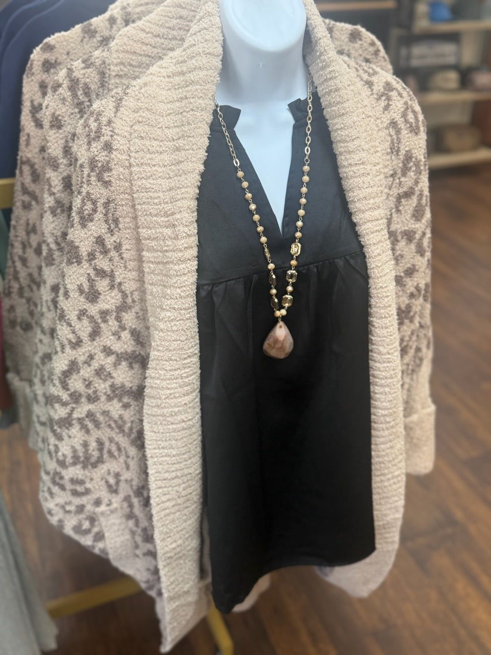 Plus Size Leopard Slouchy Sweater Cardigan