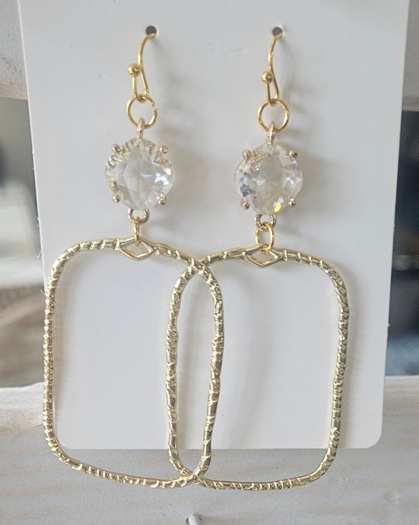 Topaz Stone w/ Textured Gold Dangle