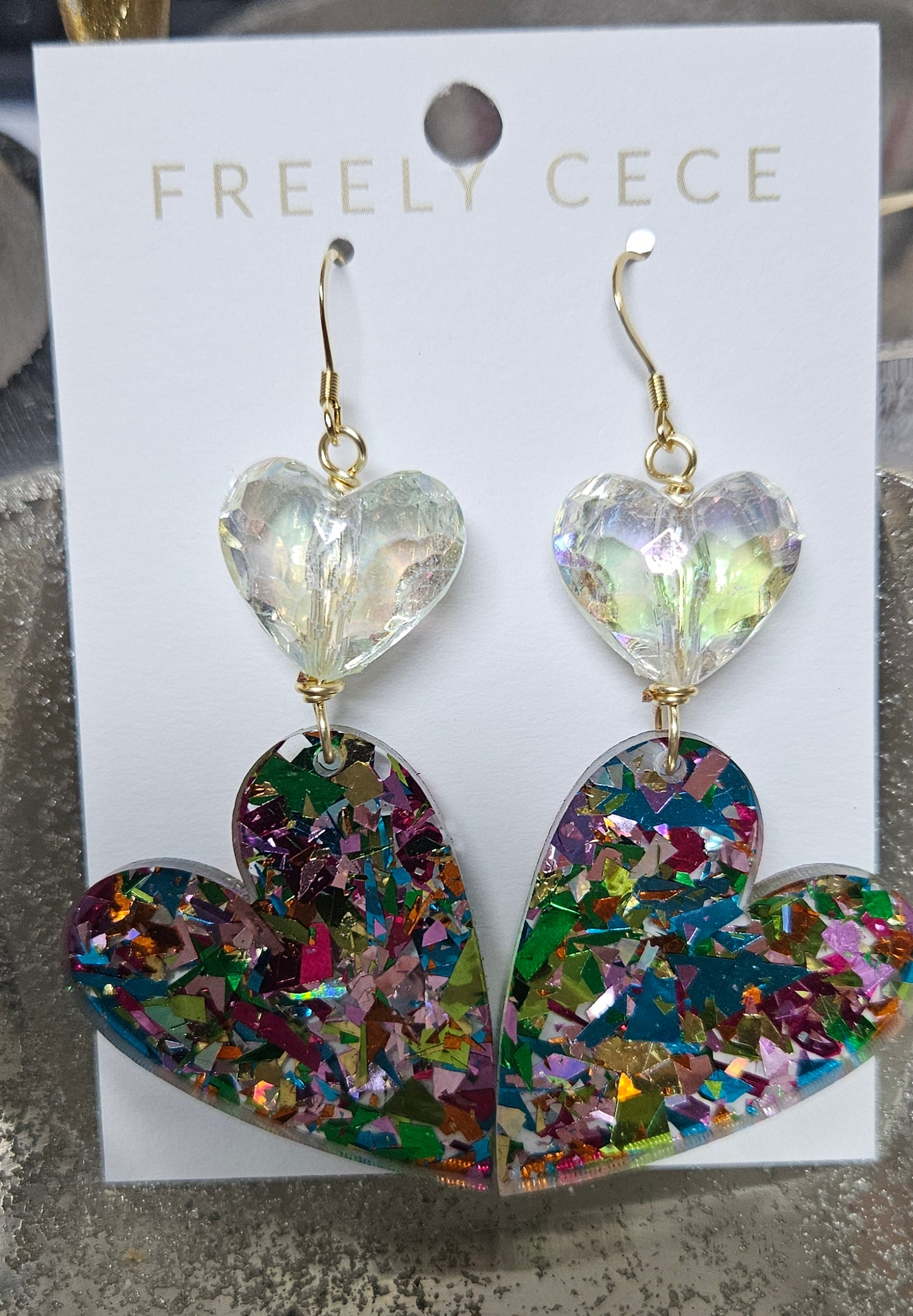 Confetti Multicolor Heart Earring