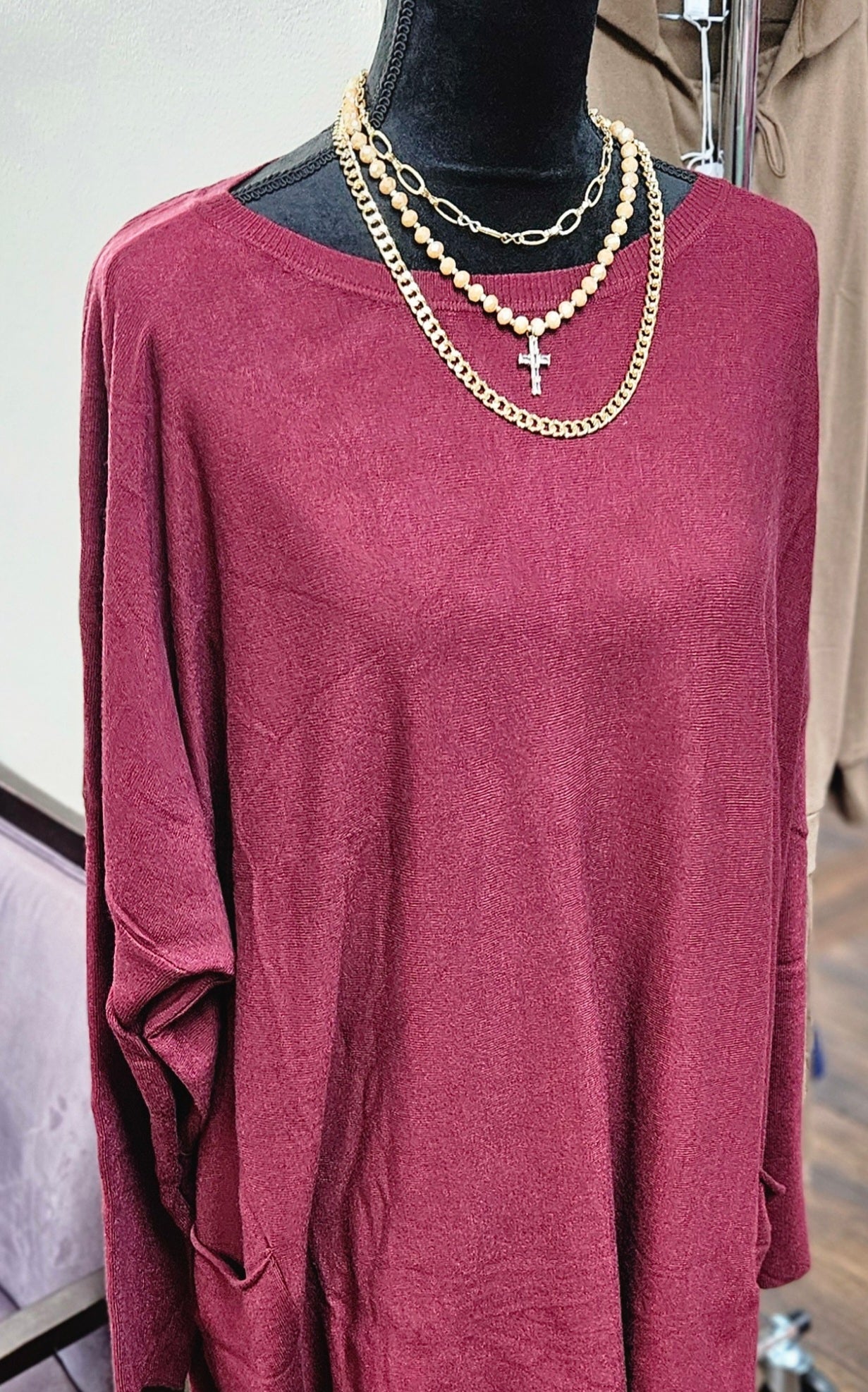 Plus Size Oversize/Loose Fit Round Neck Knit Top