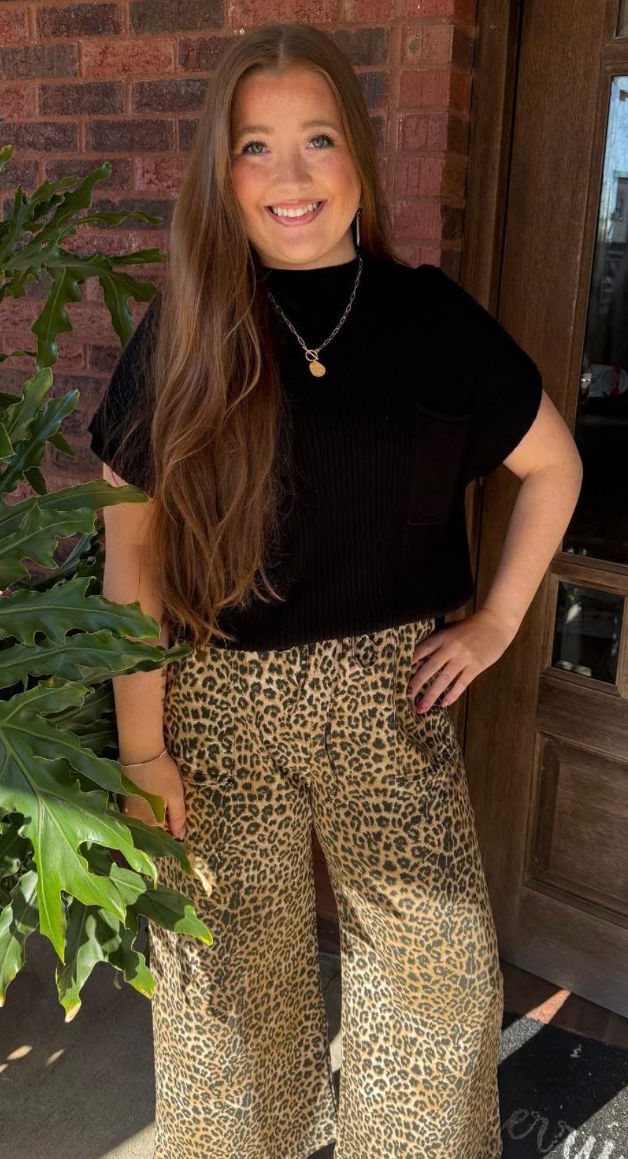 Leopard Wide Leg Terry Pants