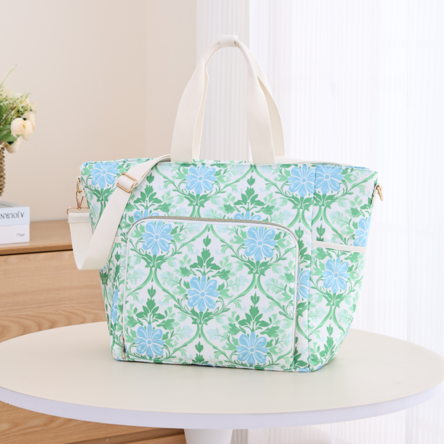 Floral Insulated Canvas Cooler Bag Embroidery Blank