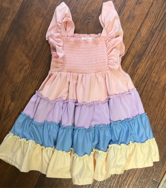 Girls pastel tiered dress