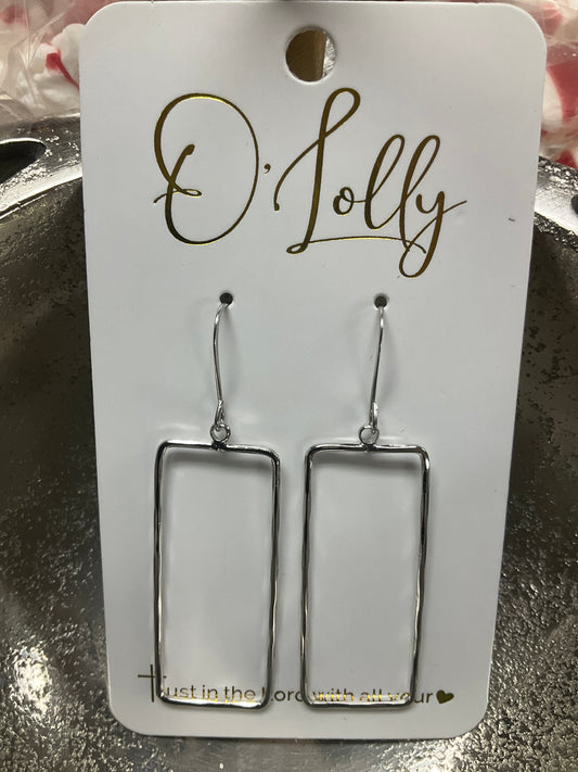 Silver Rectangle Earrings